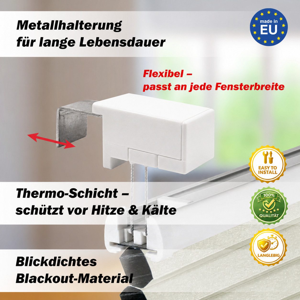 DomDeco Wabenplissee Thermo Plissee ohne Bohren - Hitzeschutz, Verdunkelung, verspannt, abdunkelnd, Klemmfix, stufenlos, kälteschutz, modernes Fensterplissee – Bild 4 von 5