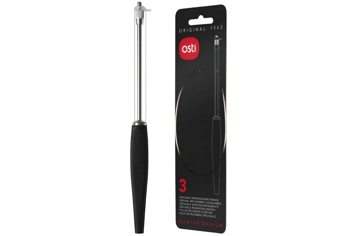 Osti Fadenschneider Käseschneider + 3 Ersatzschneiddrähte, (0-tlg), schwarz