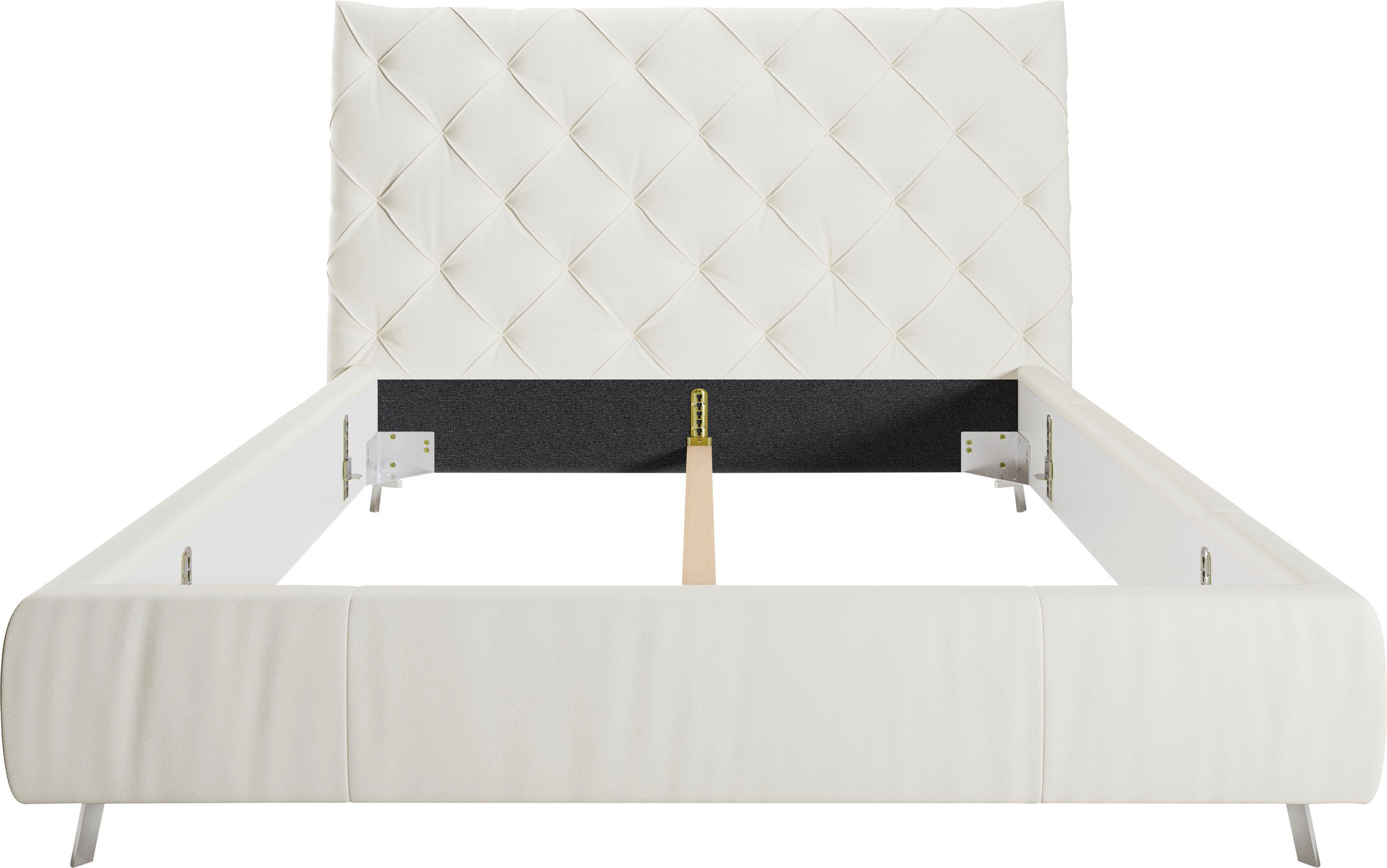 Home affaire Polsterbett Elloree, in 4 Breiten, hinten mit Originalstoff bezogen, auch in Leder, Kopfteilhöhe 143cm, belastbar bis 280 kg, auch in Überlänge 220cm