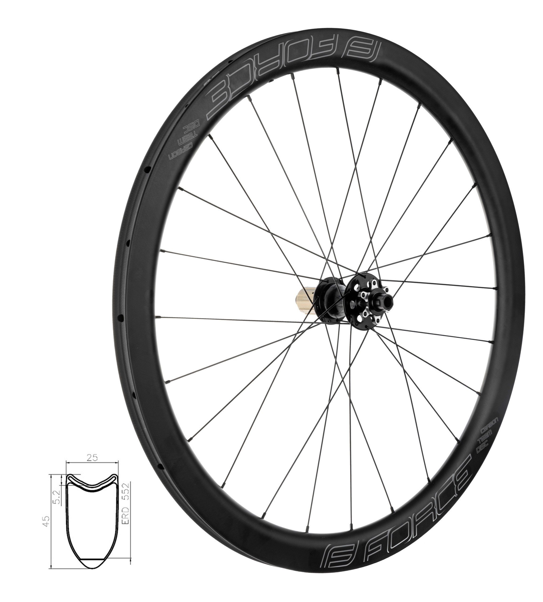 DISC road wheel read tub. FORCE TEAM 45 Fahrrad-Laufrad FORCE CARBON