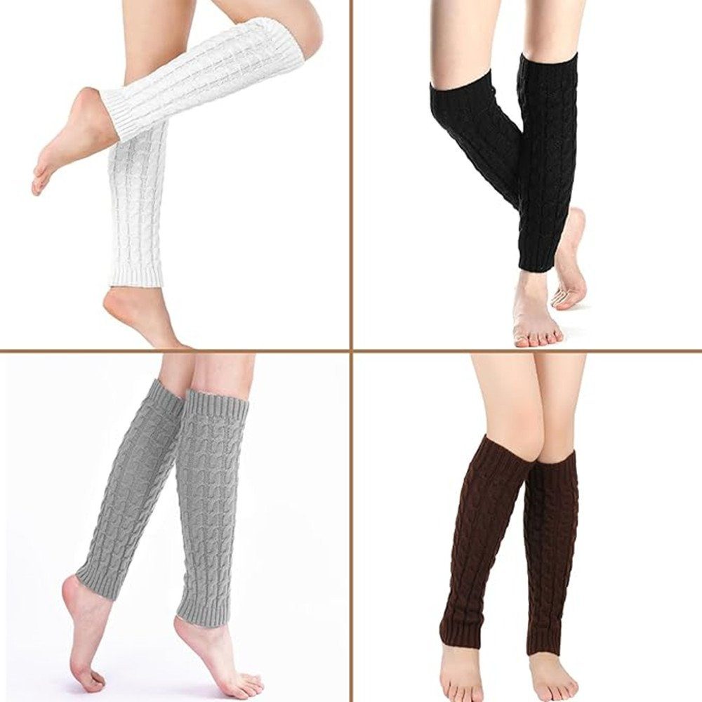 Tobeni 2 Paar Damen-Stulpen Winter Legwarmer mit Wolle für Arm und Bein Farbe 1x Schwarz 1x