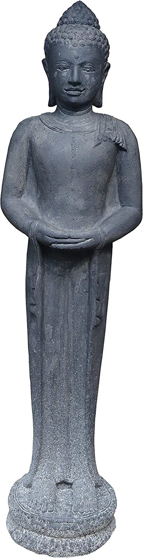 Krines Home Dekofigur Große Buddha-Figur 150 cm mit flachen Händen /stehender Steinbuddha, Steinfigur/Skulptur für Haus und Garten aus Steinguss
