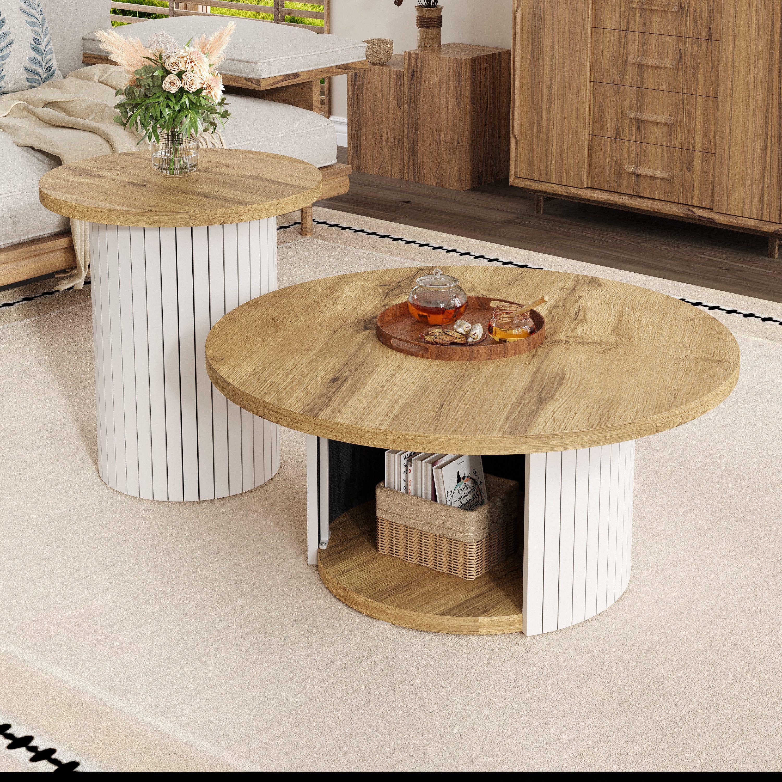 HAUSS SPOLE Couchtisch rund Wohnzimmertisch Multifunktionaler Beistelltisch günstig online kaufen