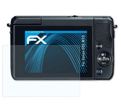atFoliX Schutzfolie Displayschutz für Canon EOS M10, (3 Folien), Ultraklar und hartbeschichtet