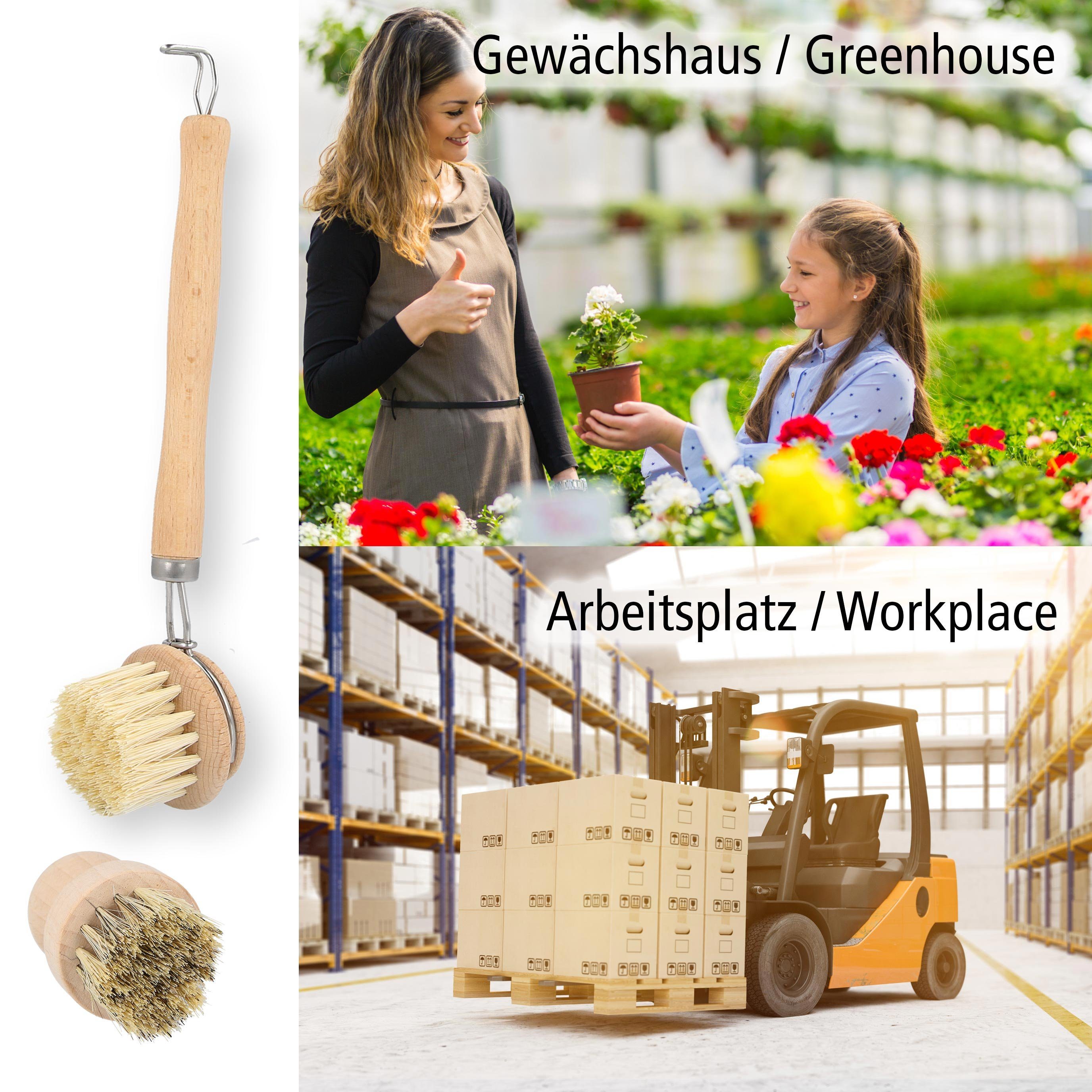 Lantelme Reinigungsbürsten-Set Reinigungsbürstenset, Schuhe, Handbürste), mit Bürste Töpfe, Geschirr, Naturborsten Ersatzbürste Ersatzbürste, Fliesen, 8025, Sisal mit Boden, Siel, (Spar-Pack, 4-tlg