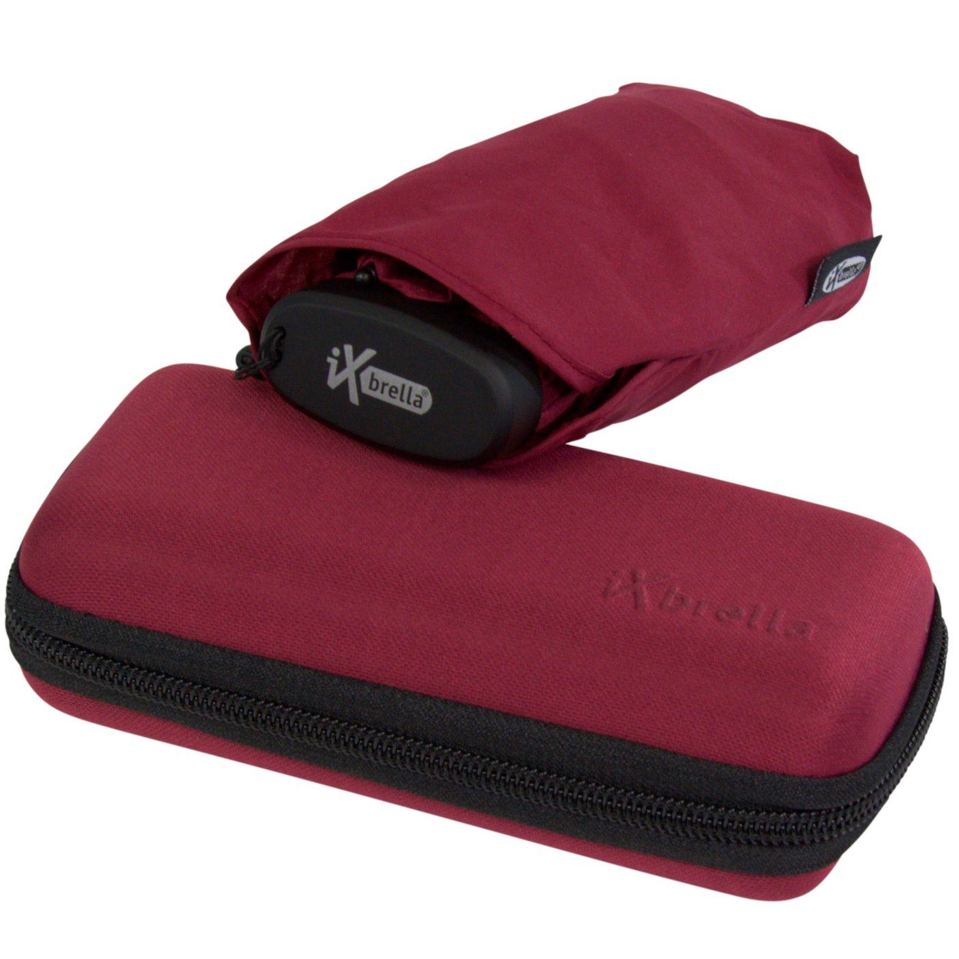 Softcase-Etui Handy Ultra Format, Taschenregenschirm - rhododendron bordeaux ultra-klein, 15 cm im Schirm Mini iX-brella mit winziger