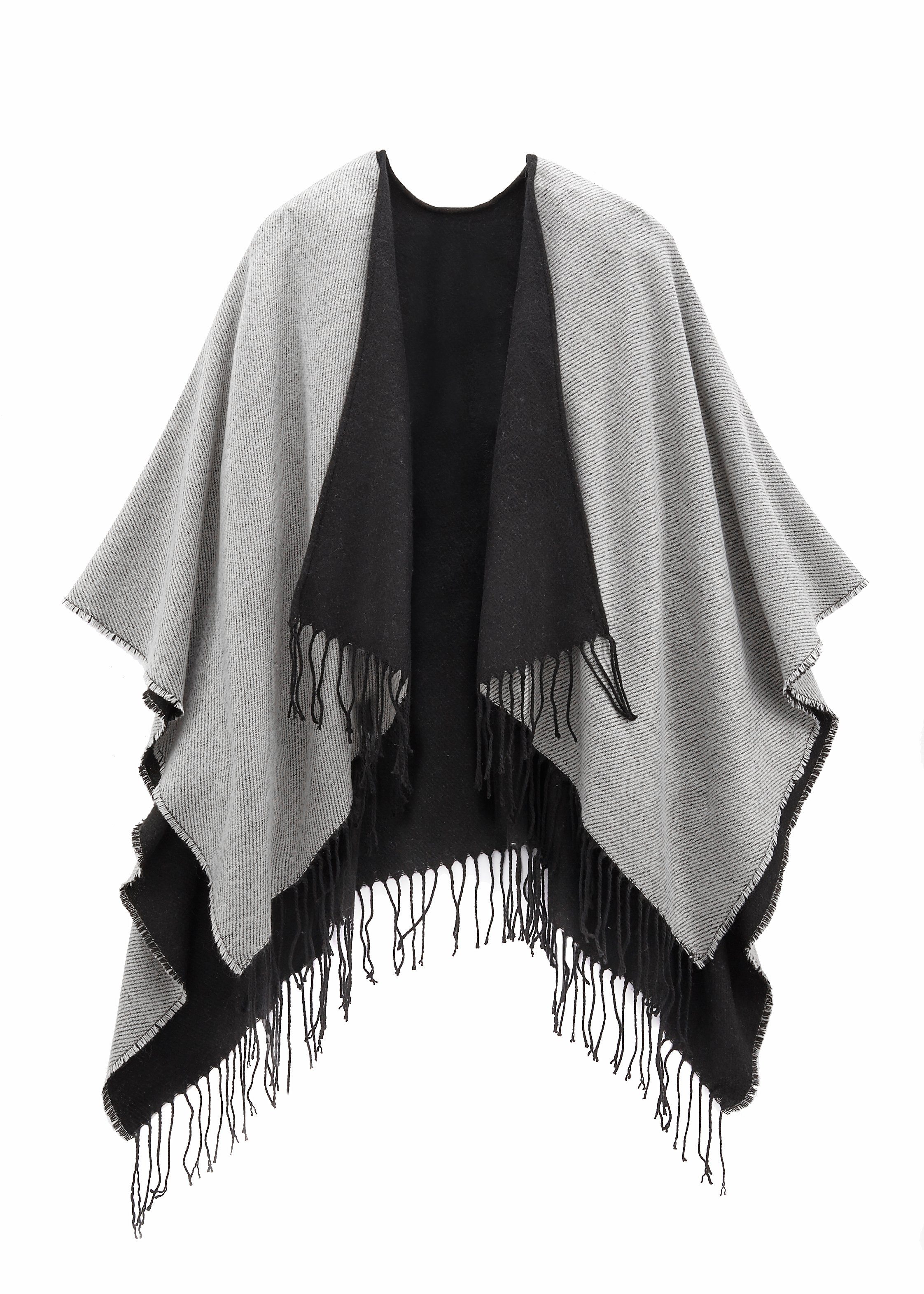 LASCANA Strickponcho Poncho zum Wenden, Cape, VEGAN Fransentuch