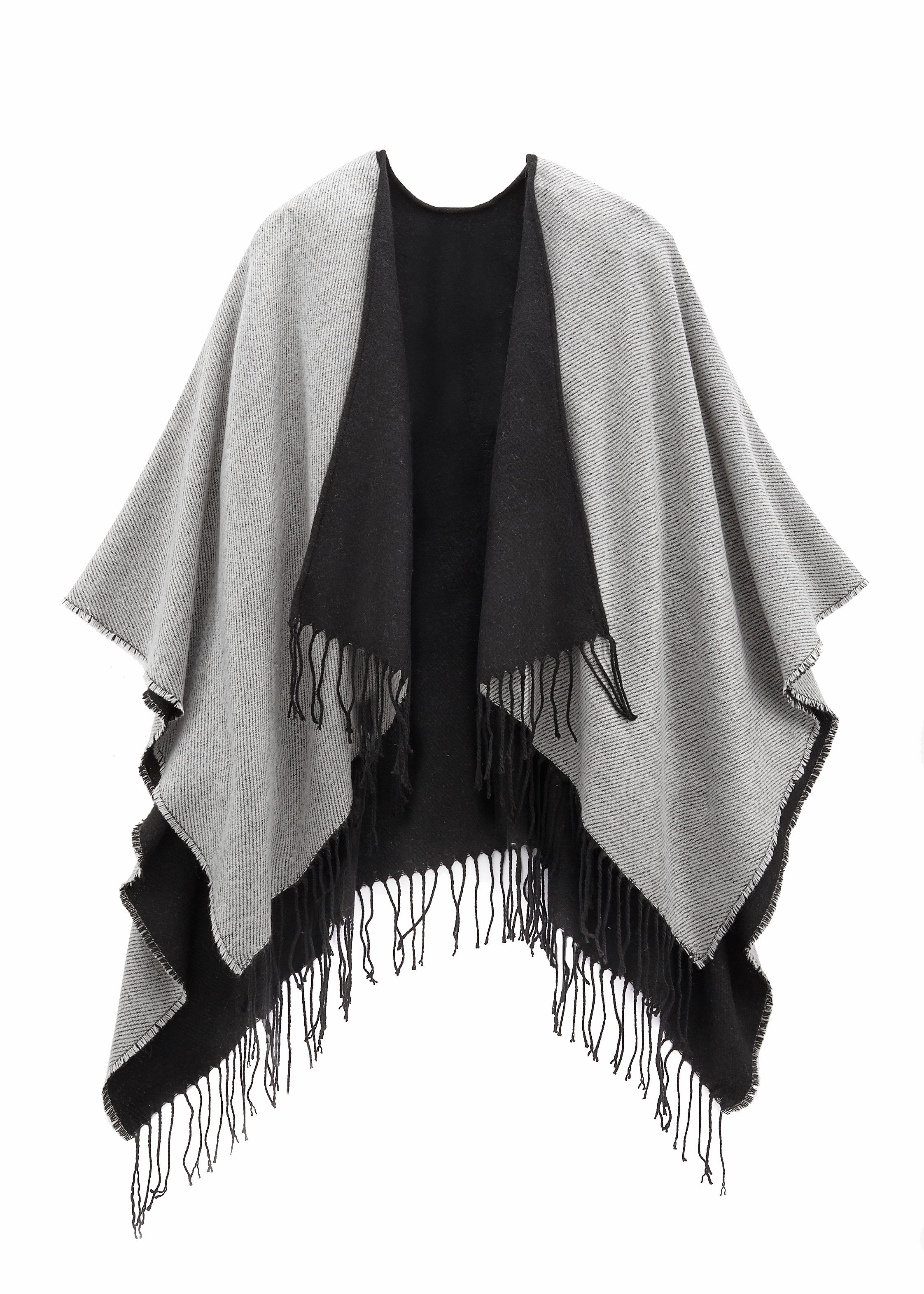 LASCANA Strickponcho Cape Poncho zum Wenden, Fransentuch, Schal VEGAN günstig online kaufen