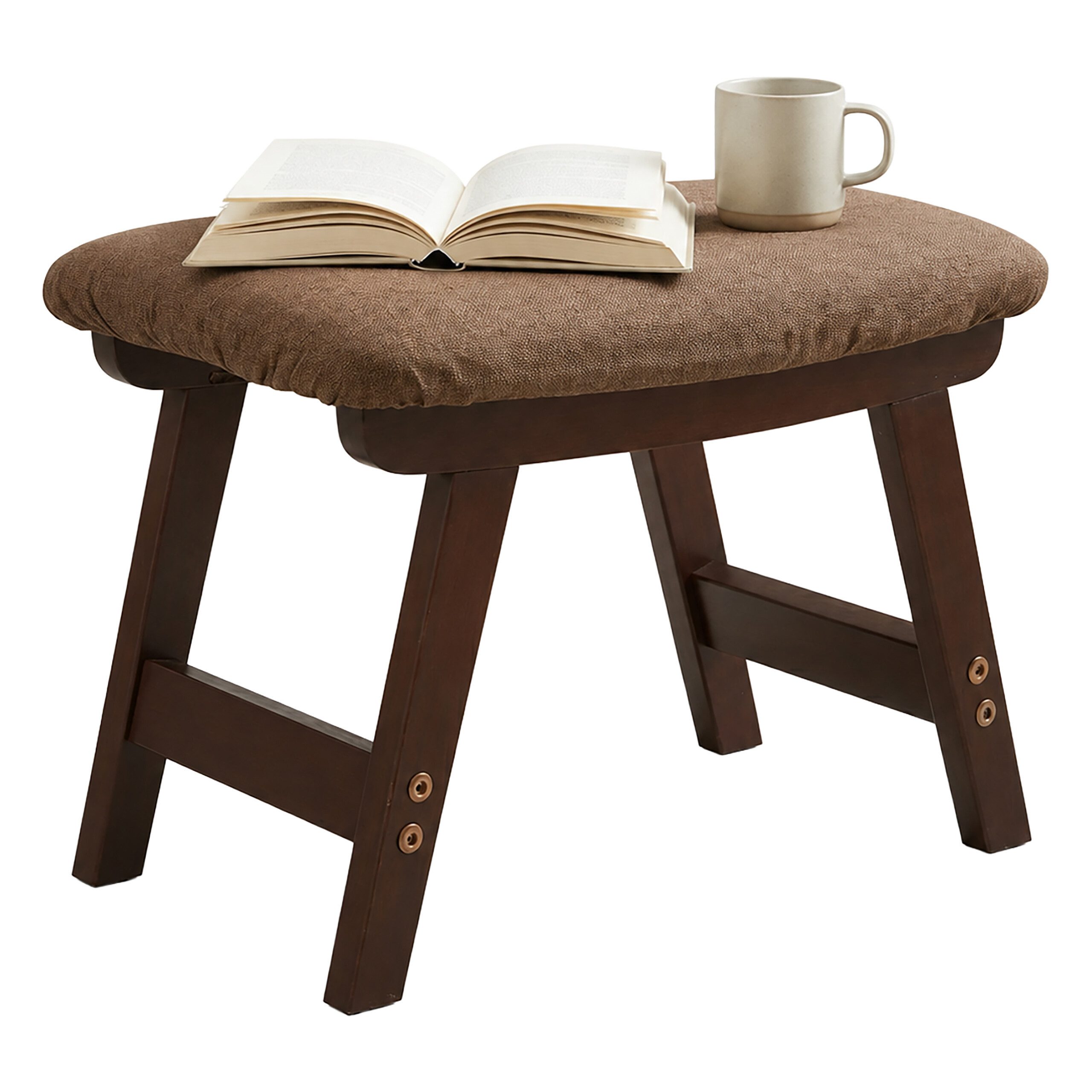 relaxdays Fußhocker Holz & Stoff, braun