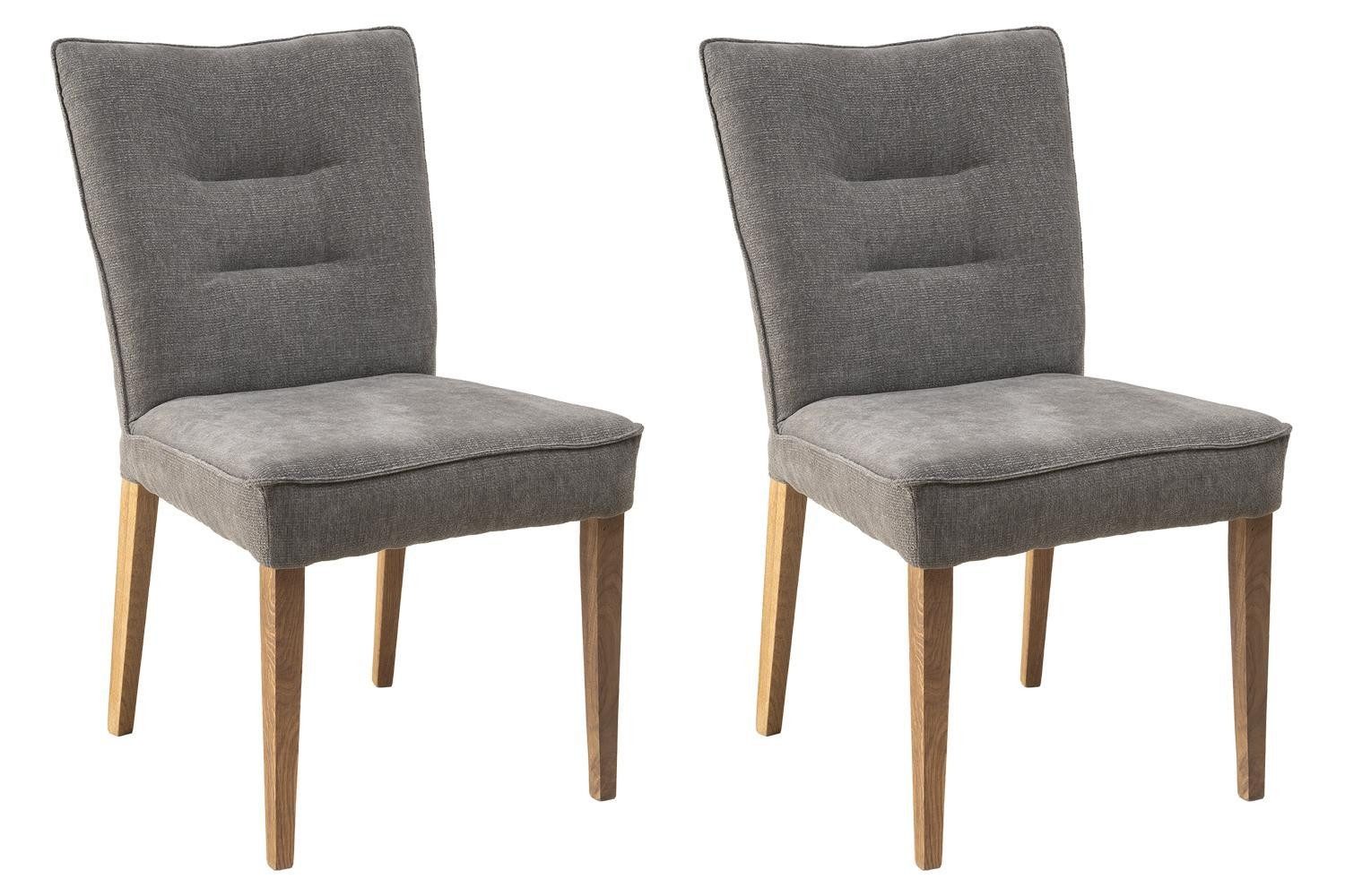 G+K Möbelvertriebs GmbH Stuhl ST-0729, Braun, Taupe, Stoffbezug, (Set, 2 St), Wildeichenholz massiv, B 54 x H 90 x T 63 cm