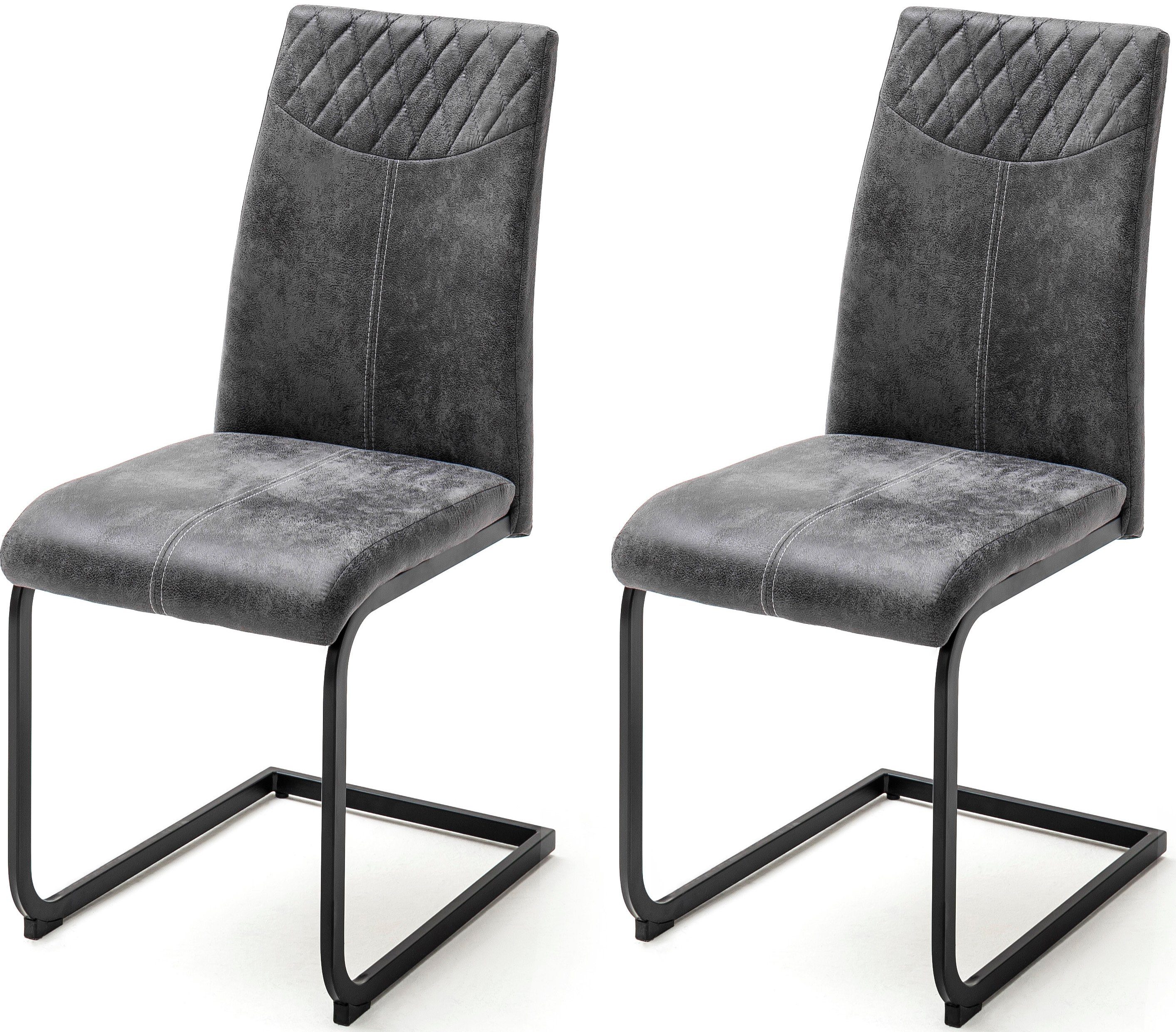 MCA furniture Esszimmerstuhl Aosta (Set, 4 St), Stoffbezug Vintagelook, Stuhl belastbar bis 120 Kg Anthrazit | Stühle