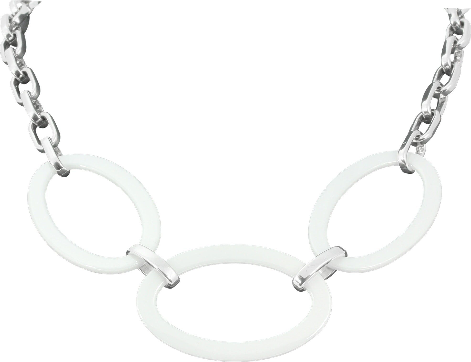 Amello Edelstahlkette Amello Big Oval Halskette silber weiß (Halskette), Damen Halsketten (Big Oval) aus Edelstahl (Stainless Steel)
