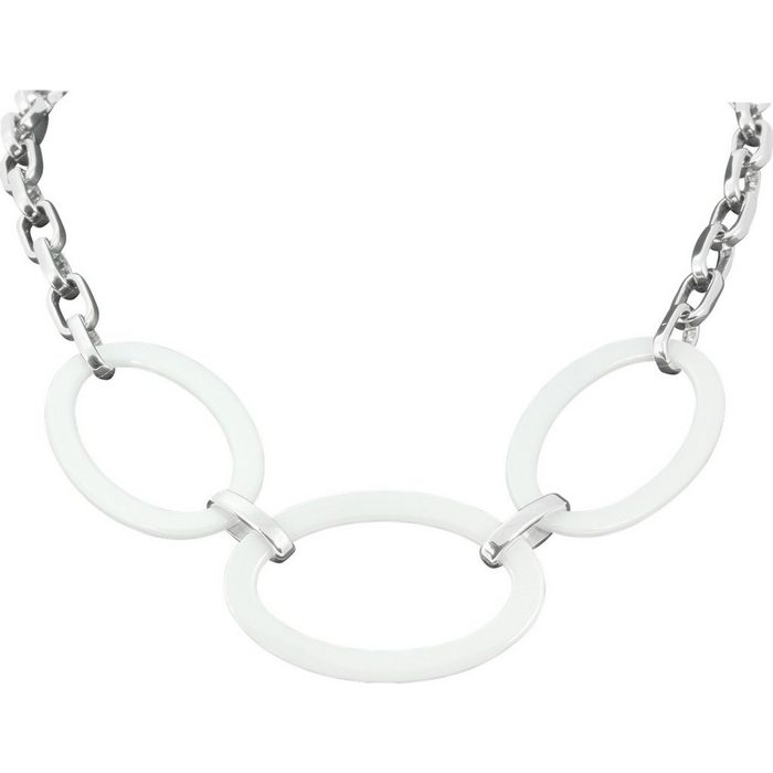 Amello Edelstahlkette Amello Big Oval Halskette silber weiß (Halskette) Damen Halsketten (Big Oval) aus Edelstahl (Stainless Steel)