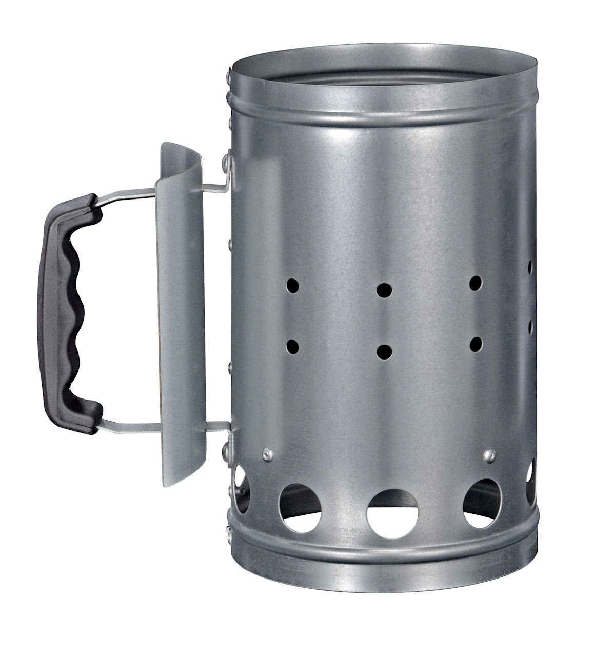 Haushalt International Kohlekorb Metall Kohlestarter mit Kunststoffgriff - silber