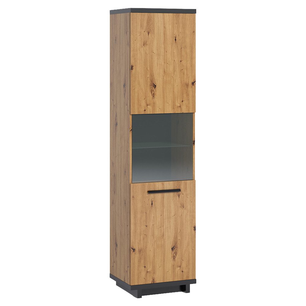 Lomadox Vitrine ISOLA-132 50,5 cm breit, in Eiche und schwarz