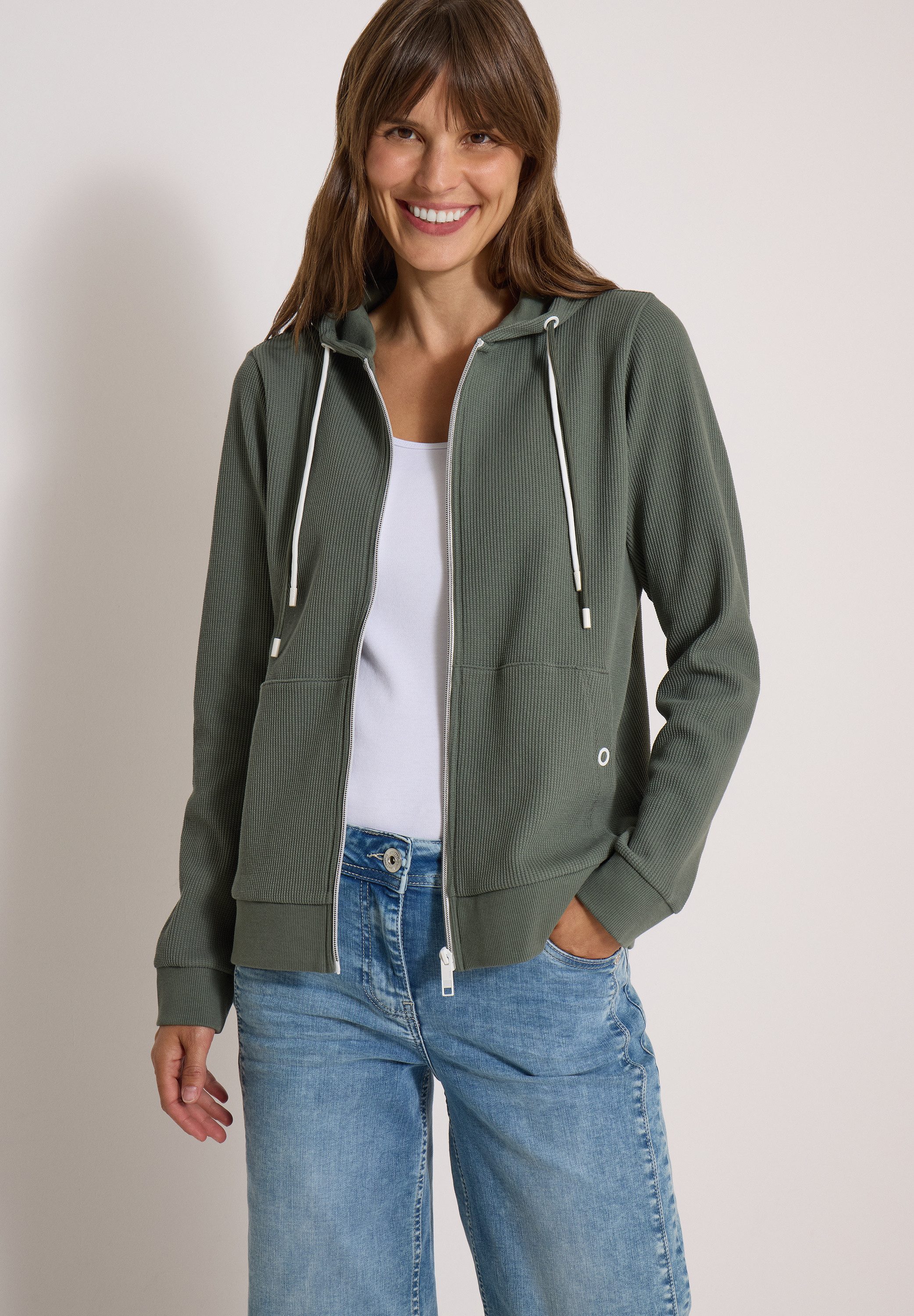 CECIL Cardigan mit Kapuze mit Tunnelzugband
