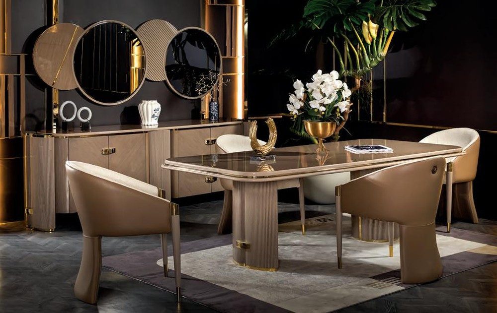 JVmoebel Esszimmer-Set 7tlg Esstisch Set mit 4 Stühlen und Sideboard, modern neu, Made in Europa