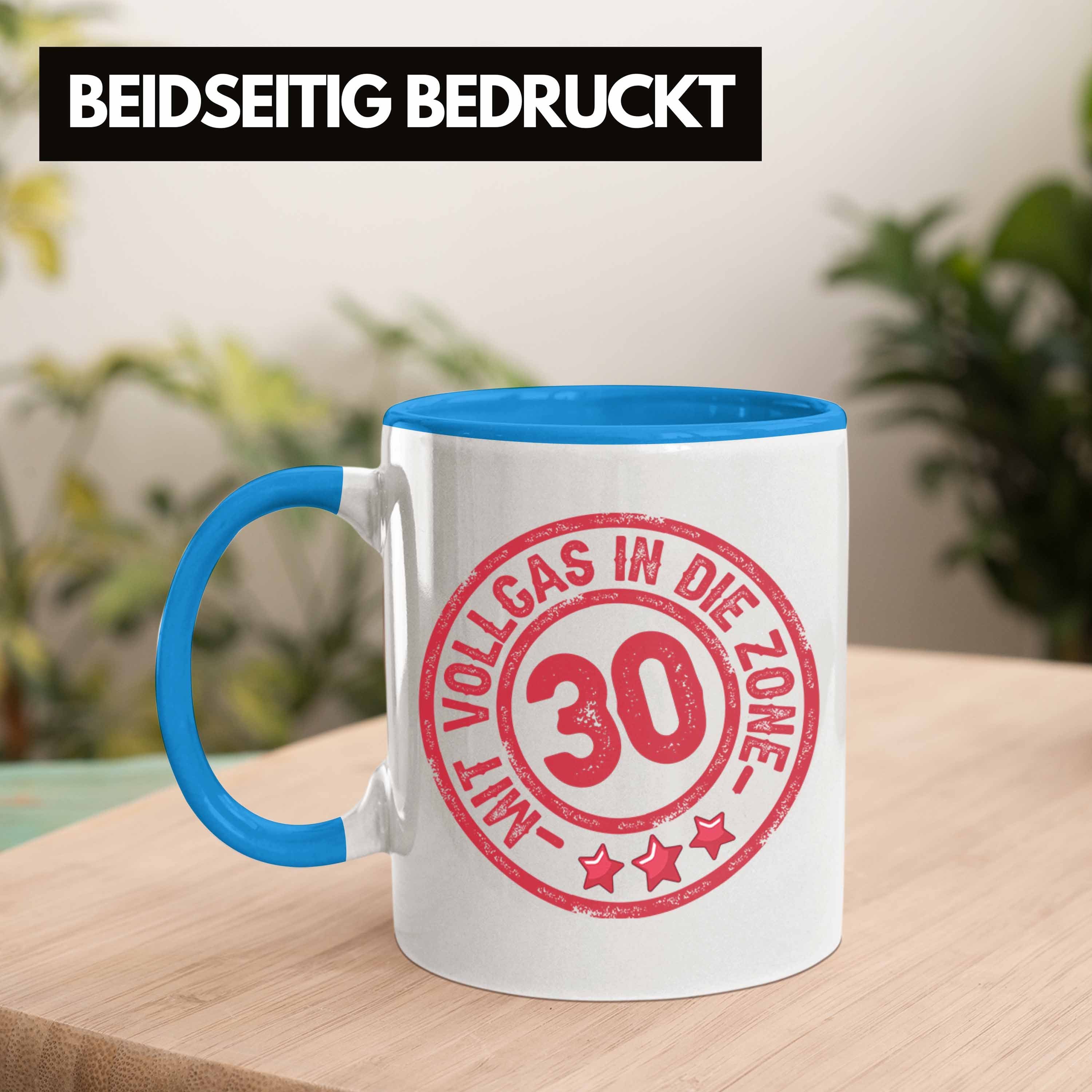 Trendation Tasse 30er Tasse 30 Blau Zon Kaffee-Becher In Mit Die Geburtstag Vollgas Geschenk