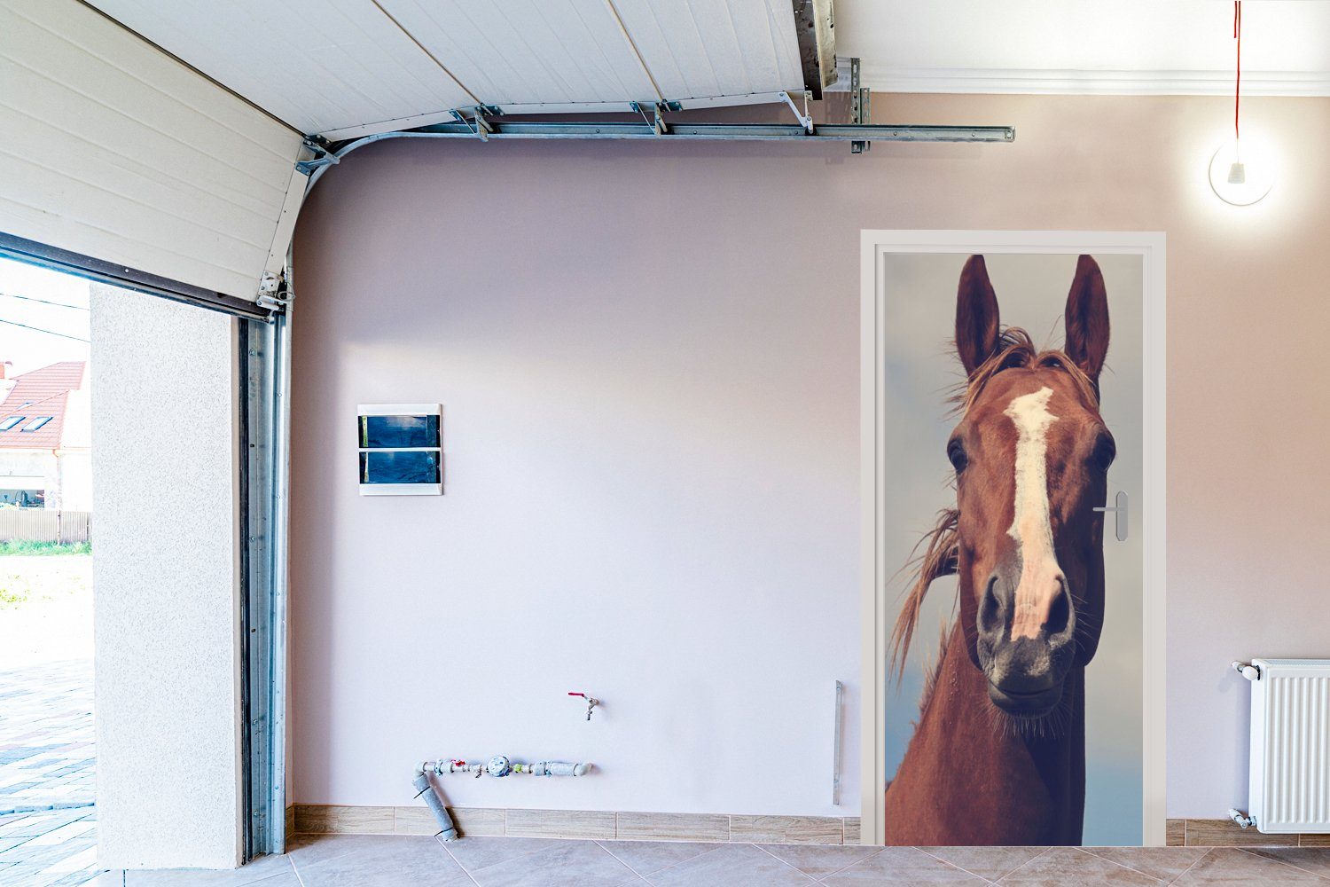 Pferd für 75x205 - Fototapete - Porträt, (1 cm St), Matt, Wolken Türtapete Türaufkleber, bedruckt, MuchoWow Tür,