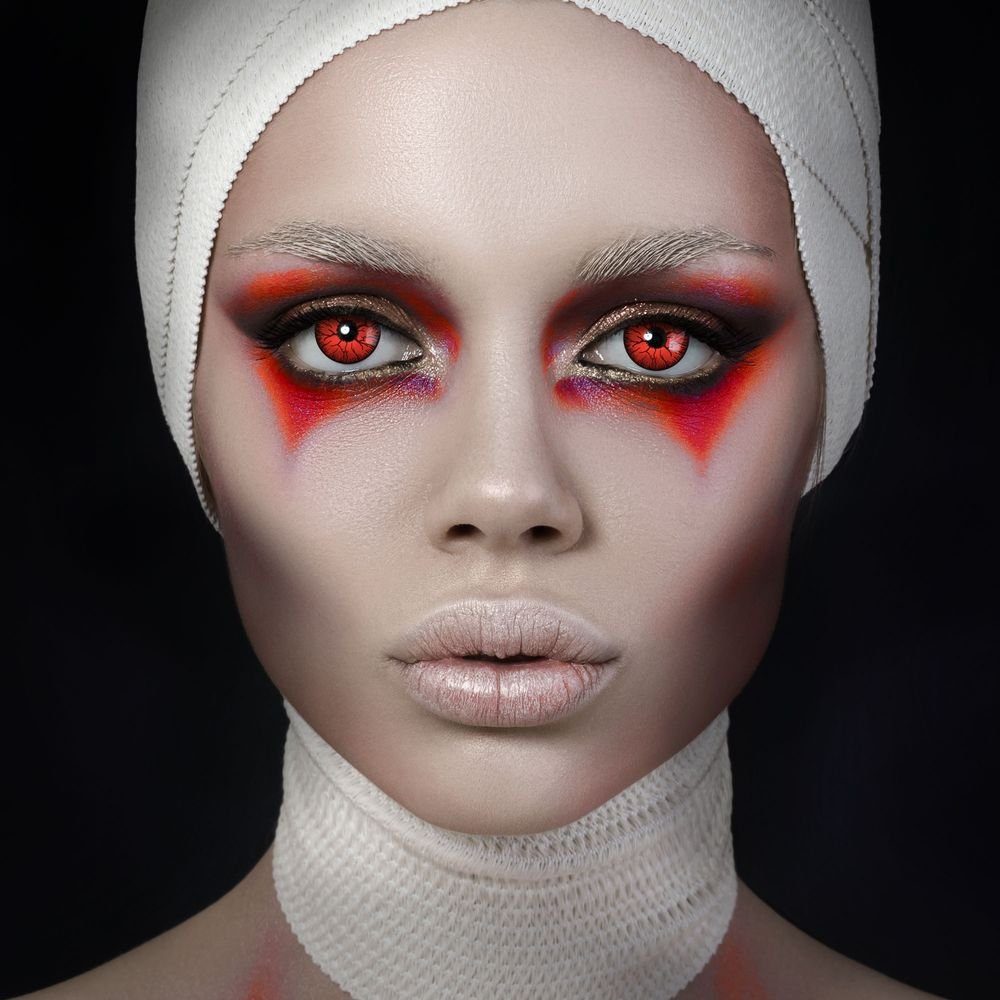 aricona Motivlinsen Rote Farbige Halloween Контактные линзы Kostüm Zombie Vampir Fasching, ohne Stärke, 2 Stück