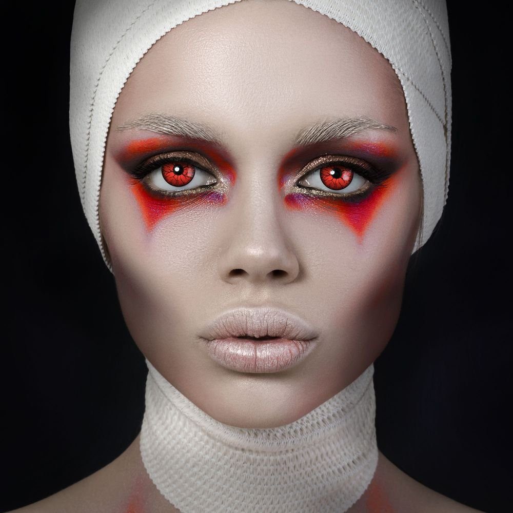 aricona Motivlinsen »Rote Farbige Halloween Kontaktlinsen Kostüm Zombie  Vampir Fasching Dämonen Fun«, ohne Stärke, 2 Stück