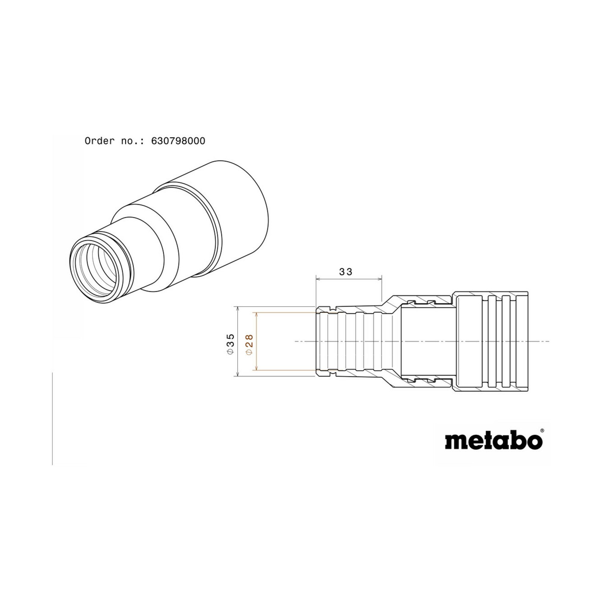 metabo Metabo Anschlussmuffe Innen-Ø 28 mm / Aussen-Ø 35 mm Adapter