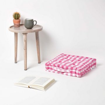 Homescapes Bodenkissen Pink kariertes Sitzkissen 40 x 40 cm