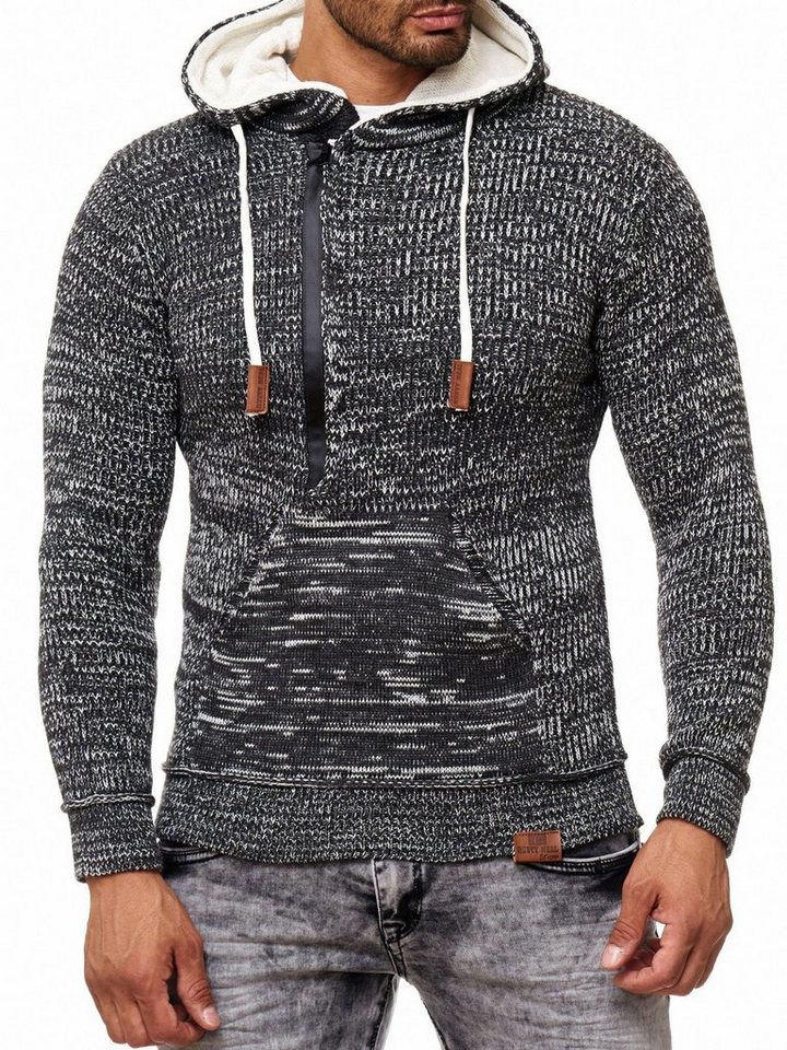 Rusty Neal Kapuzensweatshirt mit stylischem Ausschnitt, Herren-Pullover mit  schöner Grobstrick-Optik