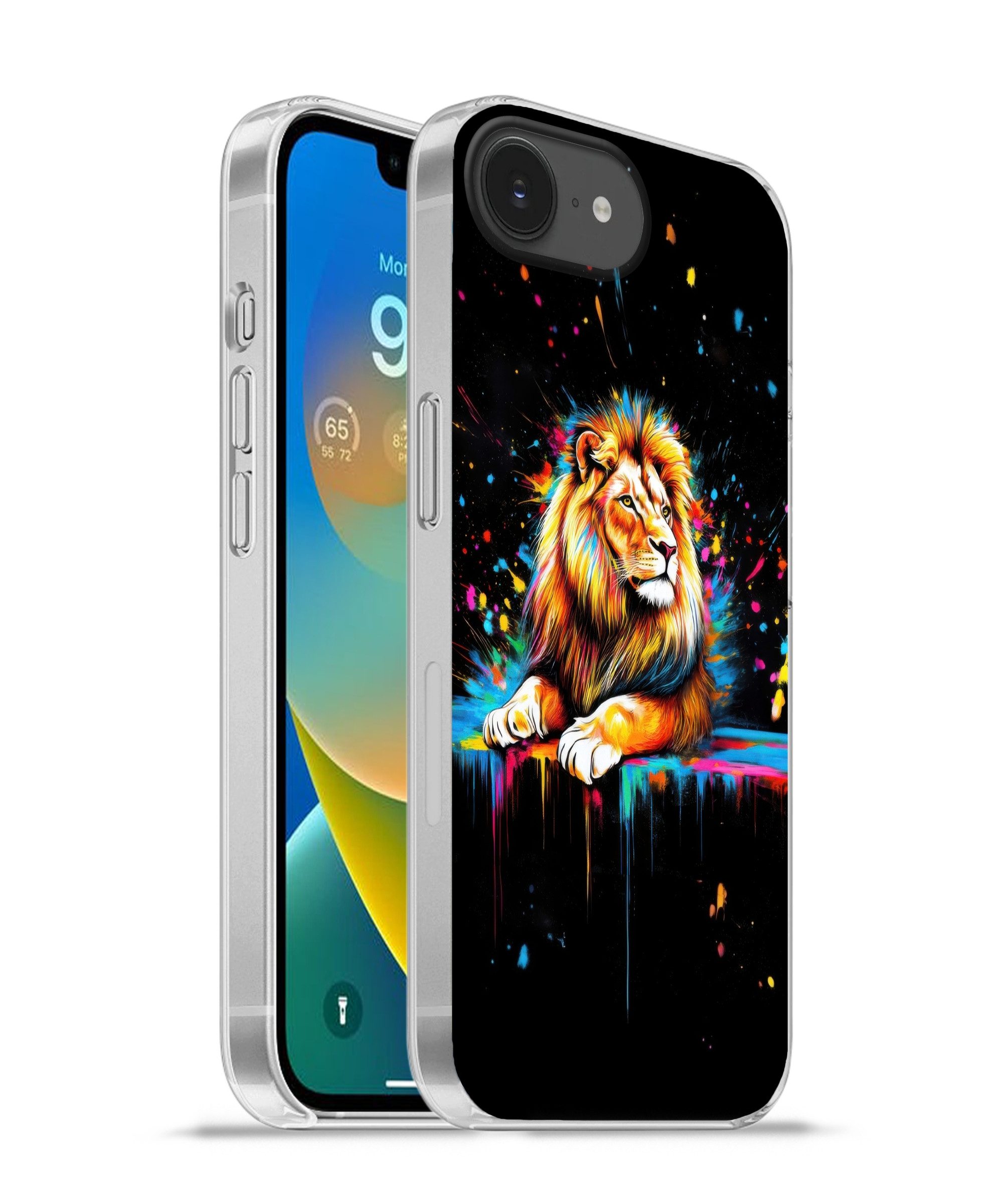 MuchoWow Handyhülle für Apple iPhone 16e Löwe - Bunt - Spritzer, Smartphone-Bumper, Print, Handy Schutzhülle Dünn