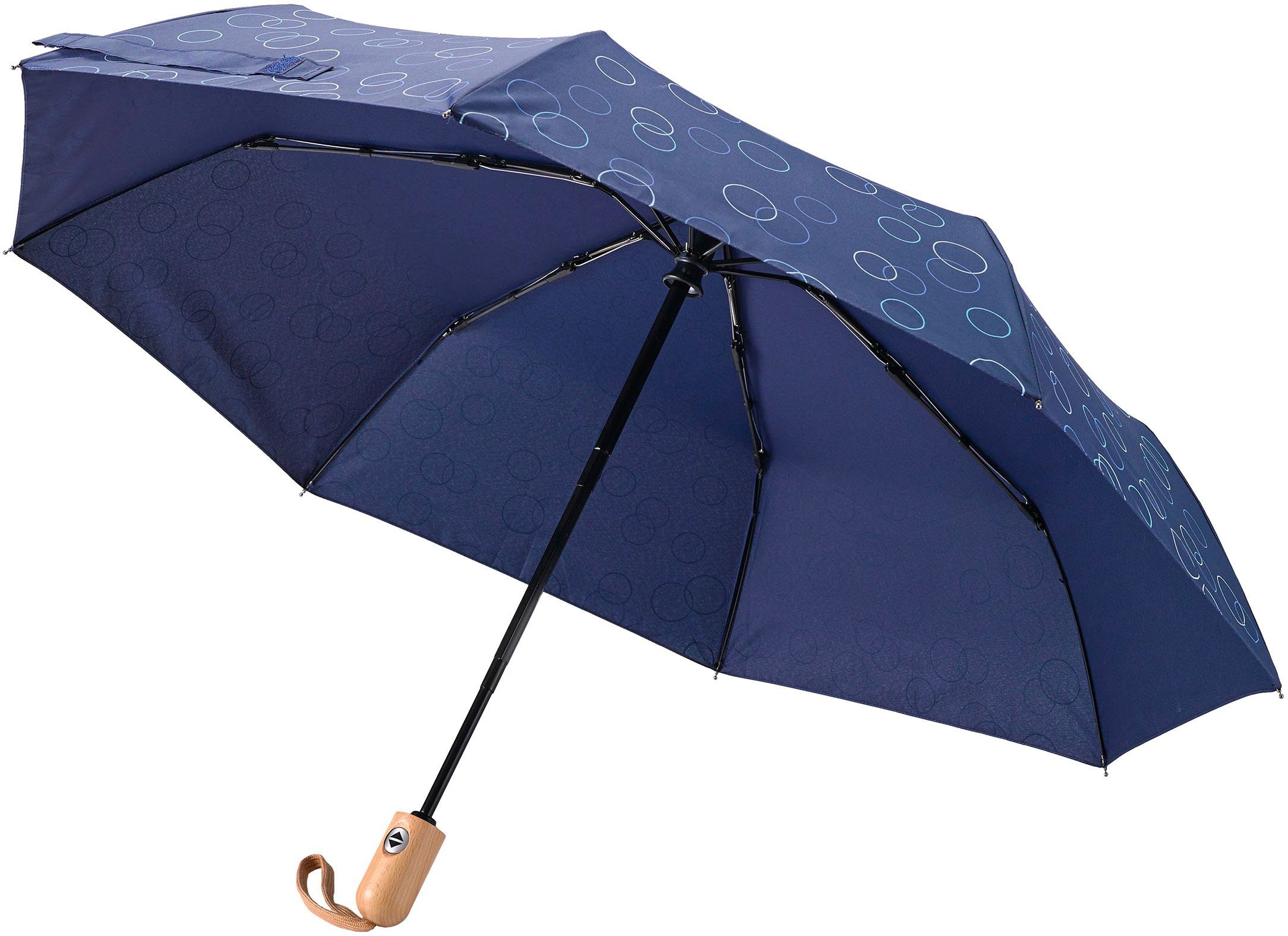 Umwelt-Taschenschirm, blau Kreise marine, Taschenregenschirm EuroSCHIRM®