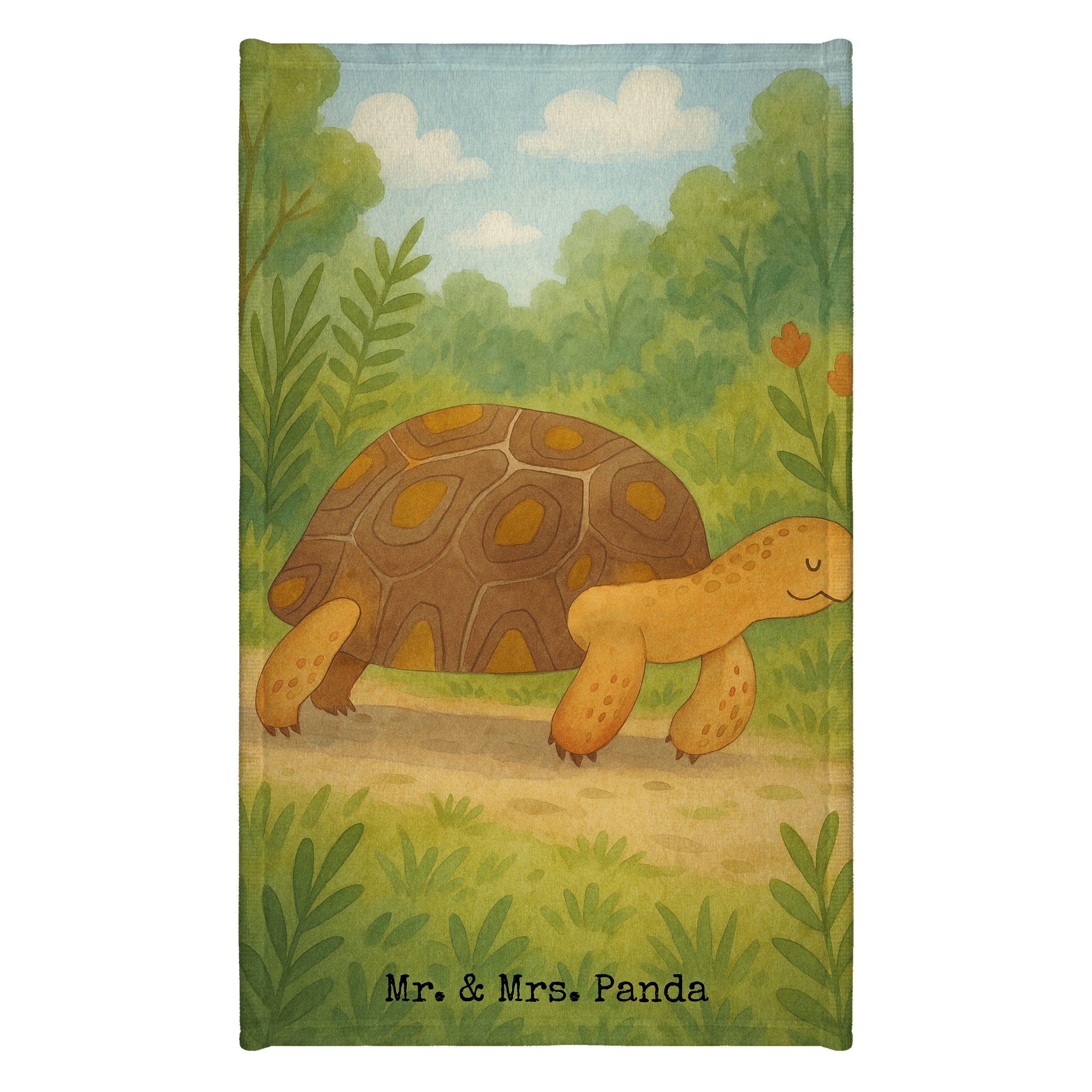 Mr. & Mrs. Panda Handtuch Schildkröte Marschieren Design, Handtuch, Weiß, Meer, Frotteetuch, Ha, Kunstfaser (Packung), Schildkröten Lieblingsmensch Gästehandtuch Weich