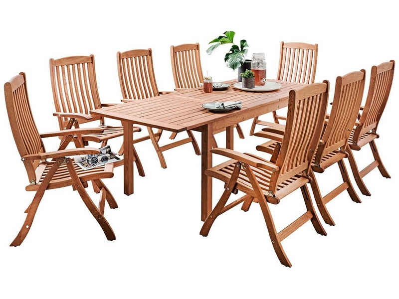 memo Garten-Essgruppe Calea, (Spar-Set, 9-tlg., Tisch 170/200 x 90 cm, 6 Stühle), Made in Europe