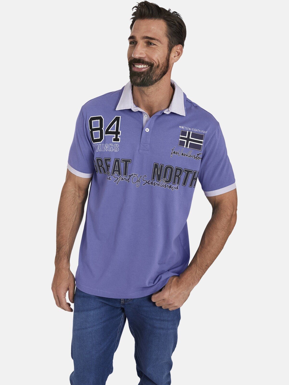 Jan Vanderstorm Poloshirt TAADE mit Doppelkragen, Comfort Fit