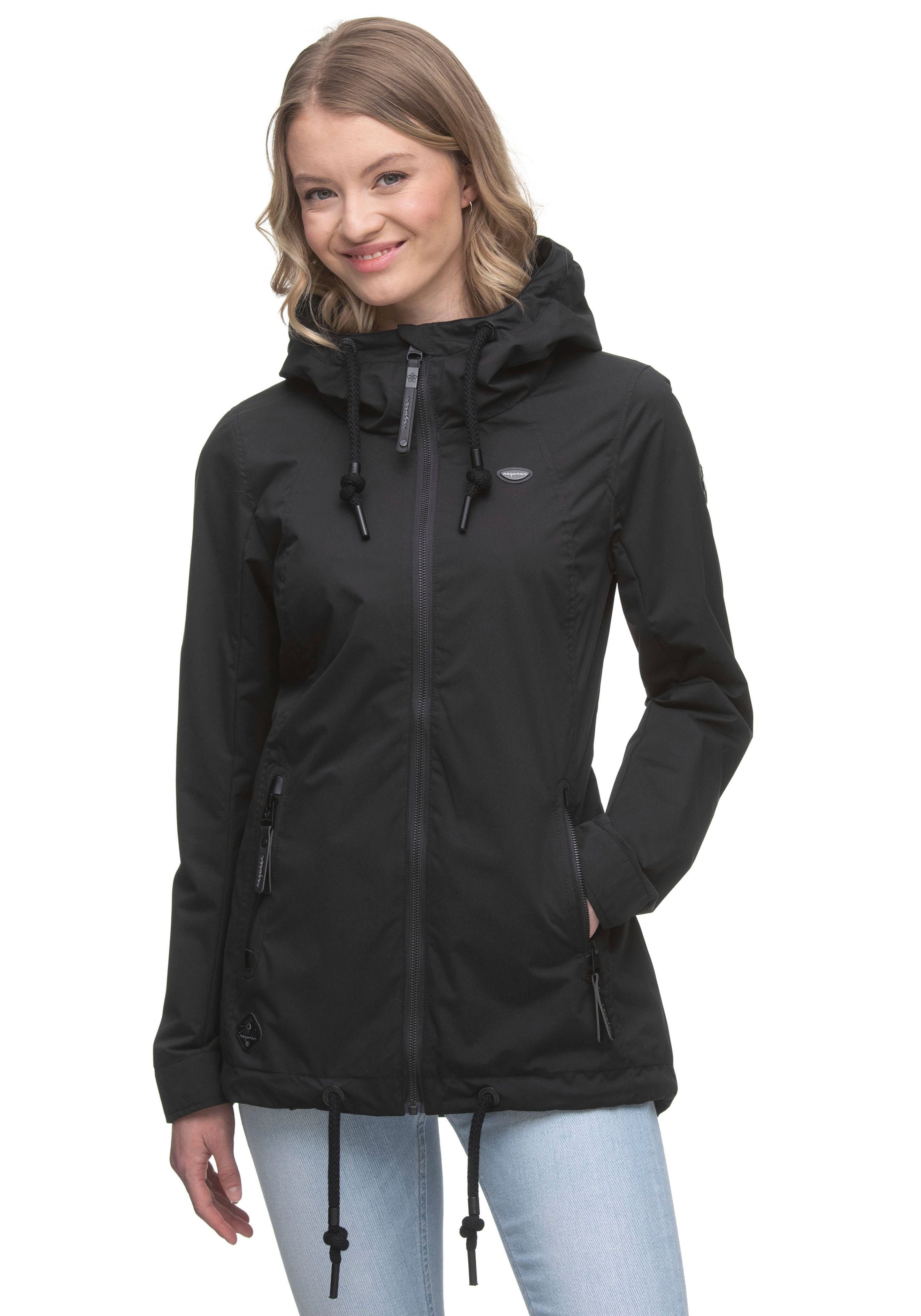 Kapuze PLUS Ragwear Funktionsjacke mit Black Übergangs-Outdoorjacke stylische Plus ZUZKA