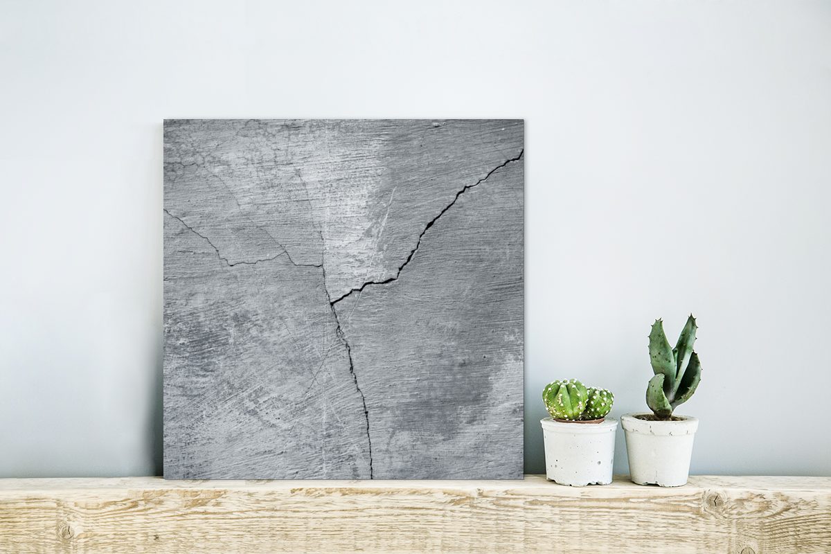 MuchoWow Metallbild Beton - Grau - Riss, Inkl. Aufhängung, Alu-Dibond-Druck günstig online kaufen