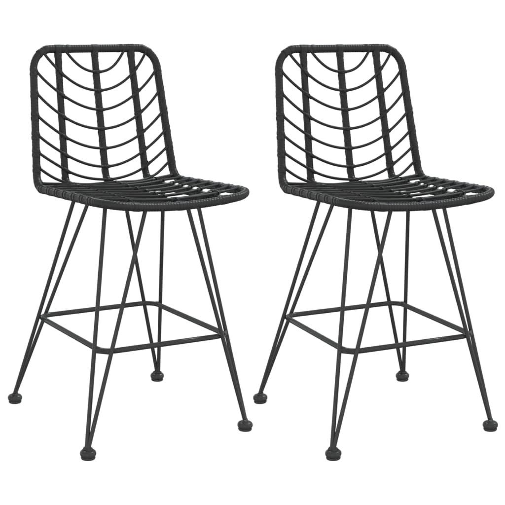 vidaXL Gartenstuhl Barhocker 2 Stk. Schwarz 45x56x103,5 cm PE-Rattan und Stahl (2 St)