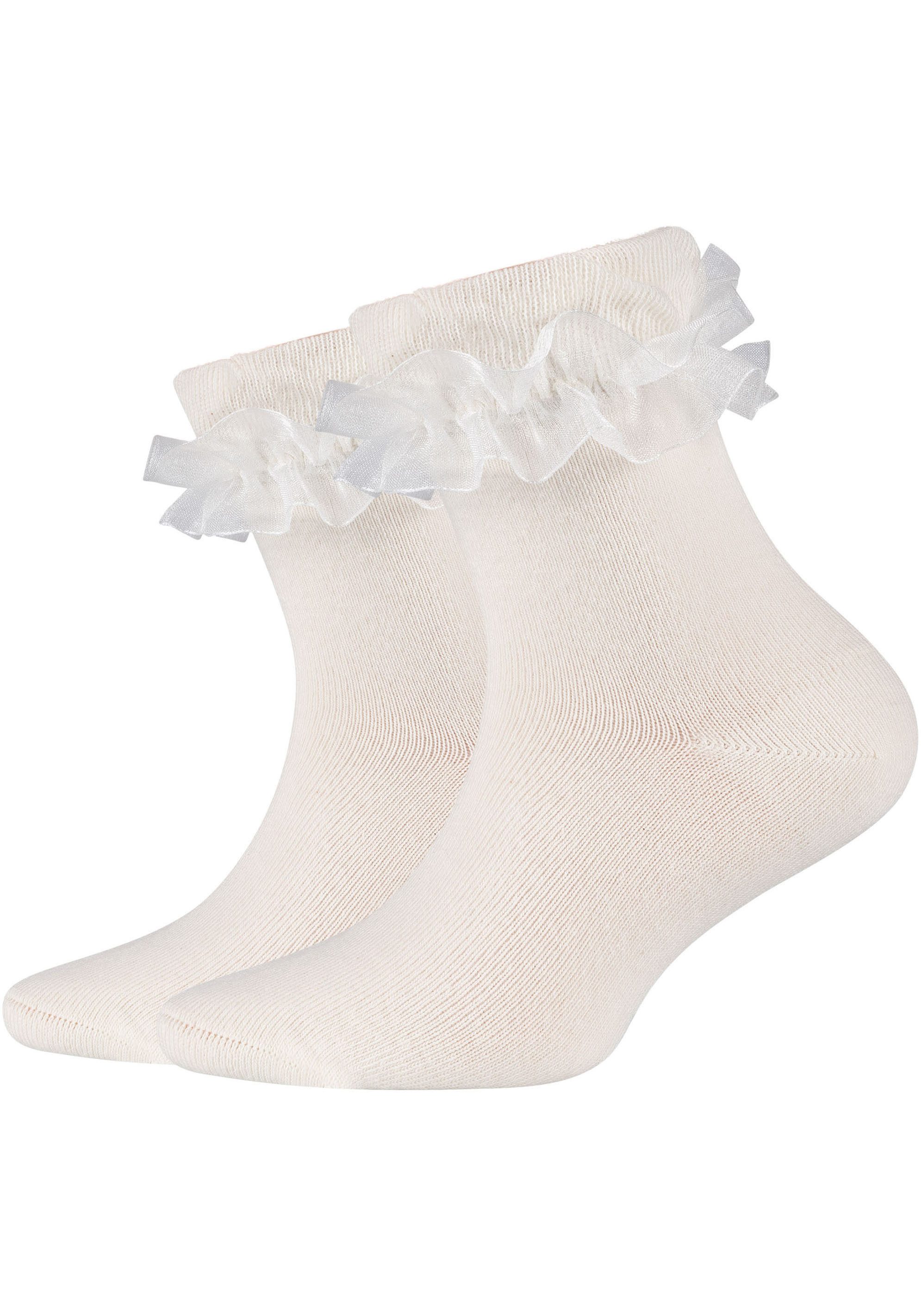 Camano Socken ca-soft (4-Paar) mit romantischem Rüschendesign