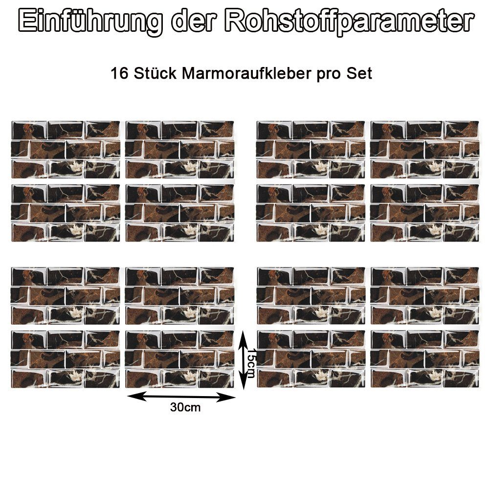 zggzerg Fliesenaufkleber 16/32 Stk Küchen Fliesenaufkleber, günstig online kaufen