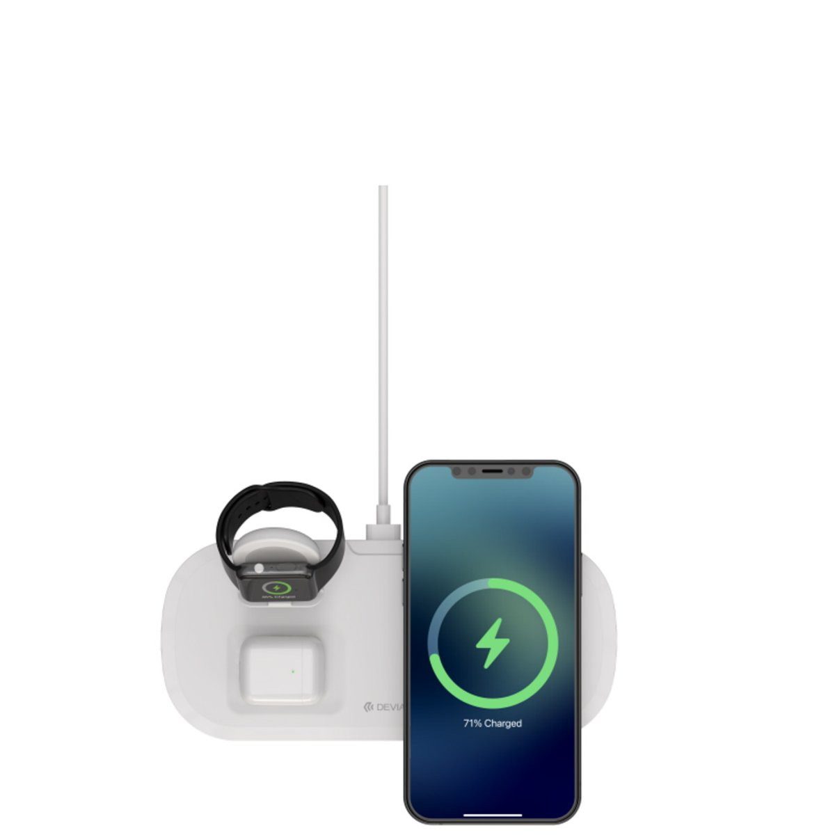 DEVIA Devia kabelloser Lader 3in1 Smart 15W weiß Smartphone-Ladegerät