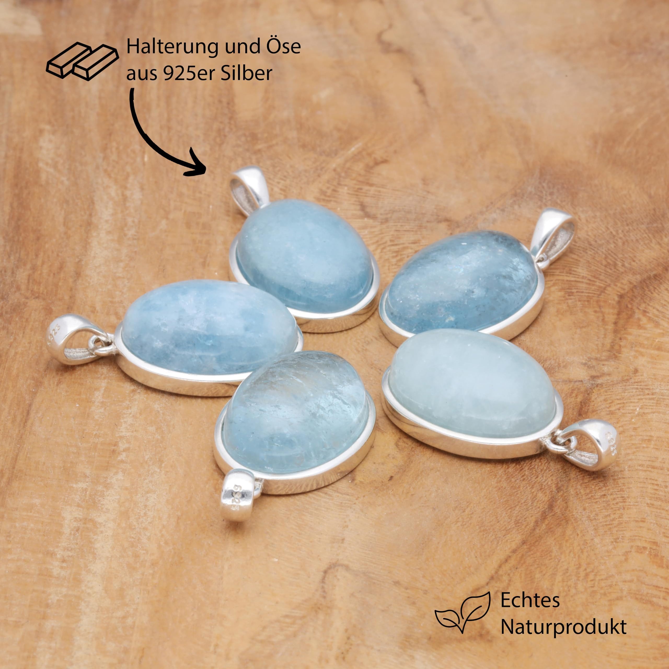 Lebensquelle Plus Kettenanhänger Aquamarin Anhänger (oval) in Silber gefasst – Bild 3 von 5