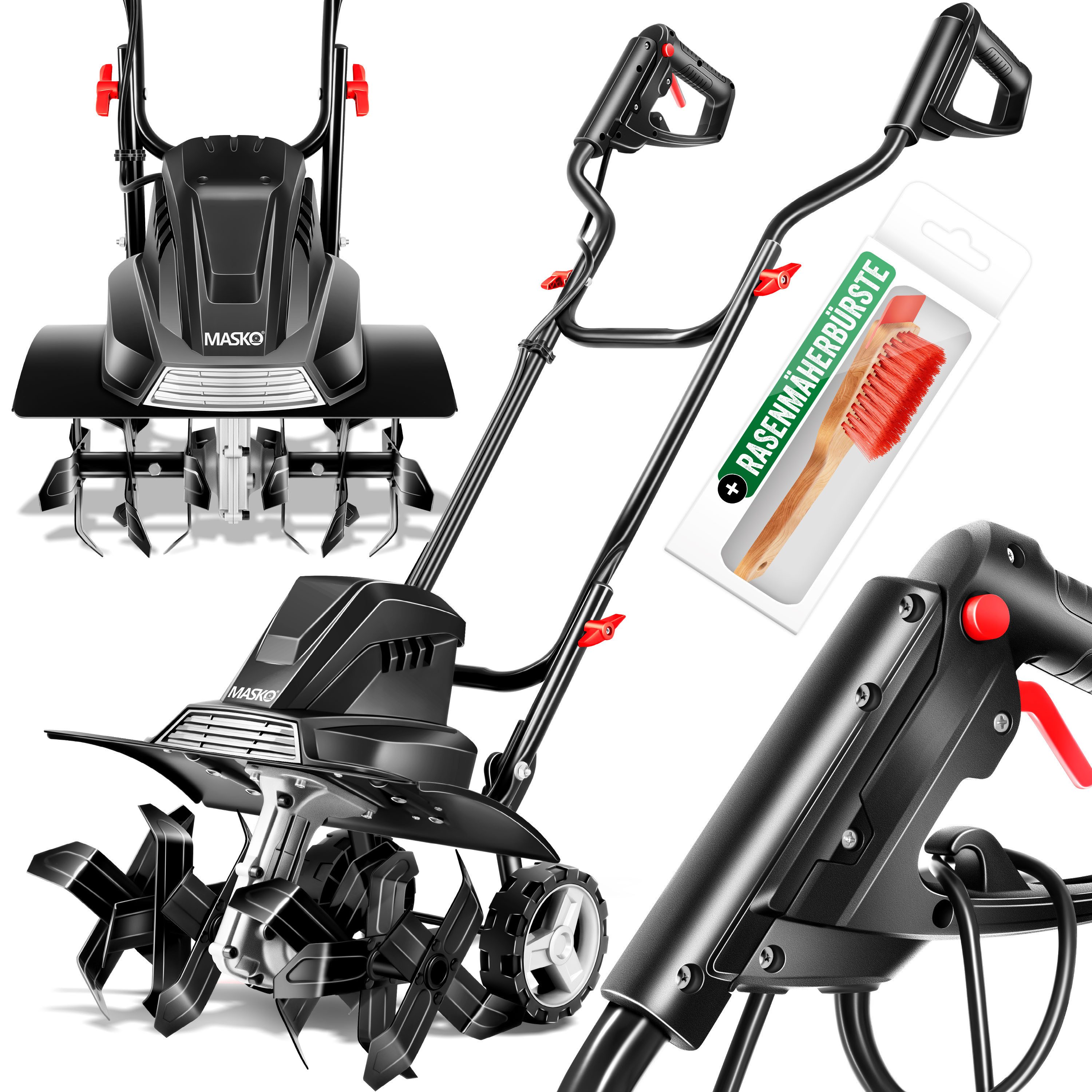 MASKO Elektromotorhacke, Gartenfräse elektrische Motorhacke 1500 Watt 40cm Arbeitsbreite 20cm