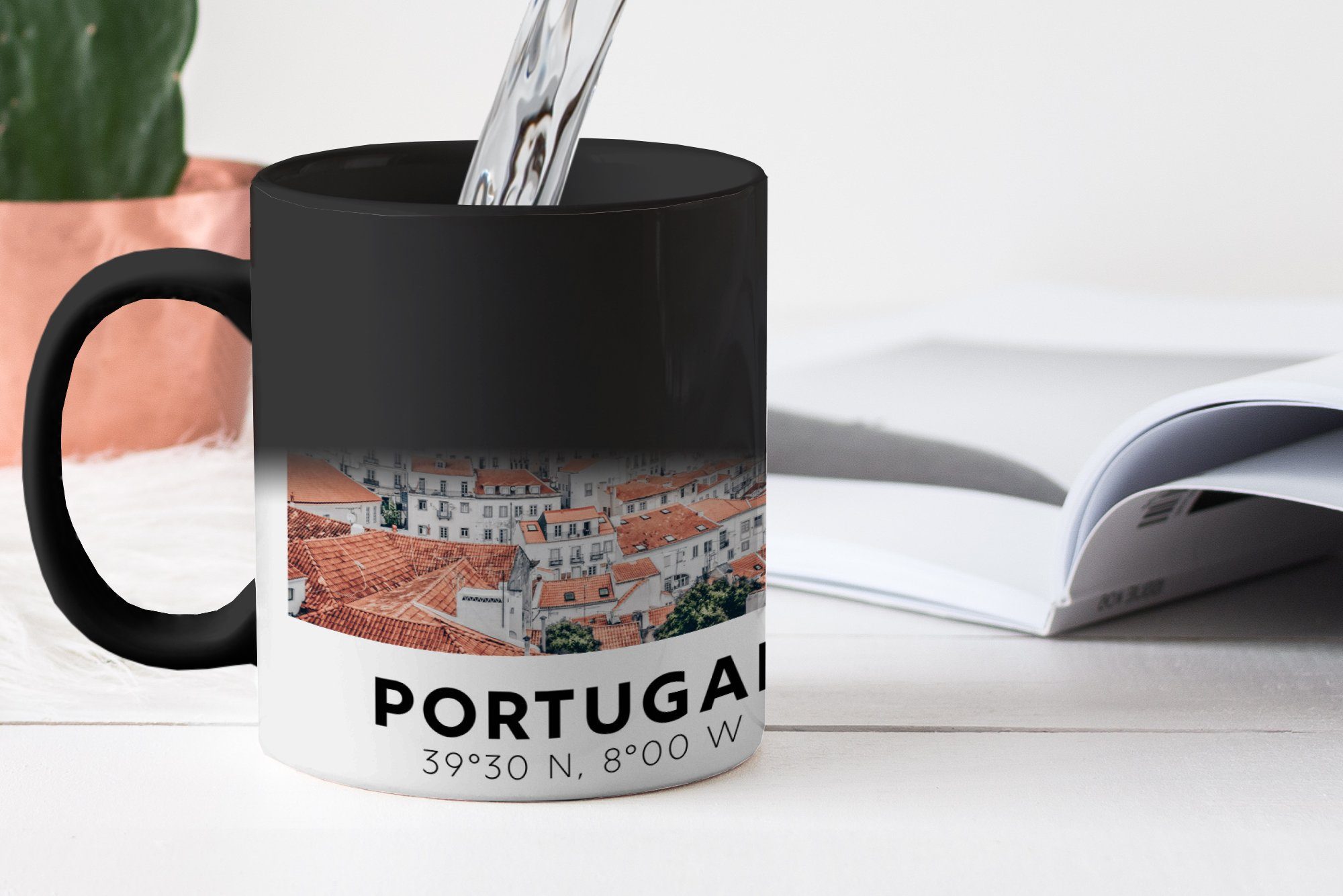 Keramik, - Portugal Farbwechsel, Tasse MuchoWow Lissabon Kaffeetassen, Teetasse, Geschenk Ansichten, - Zaubertasse,