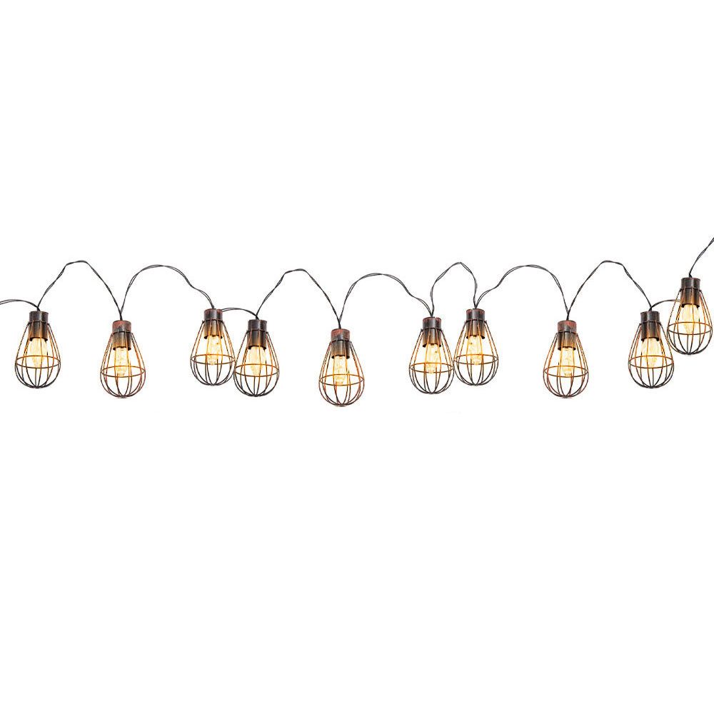 NOWA LED Solarleuchte, LED-Leuchtmittel fest verbaut, Warmweiß, Solar Lichterkette Aussen Solarlampe 10x LED Laternen Garten Retro