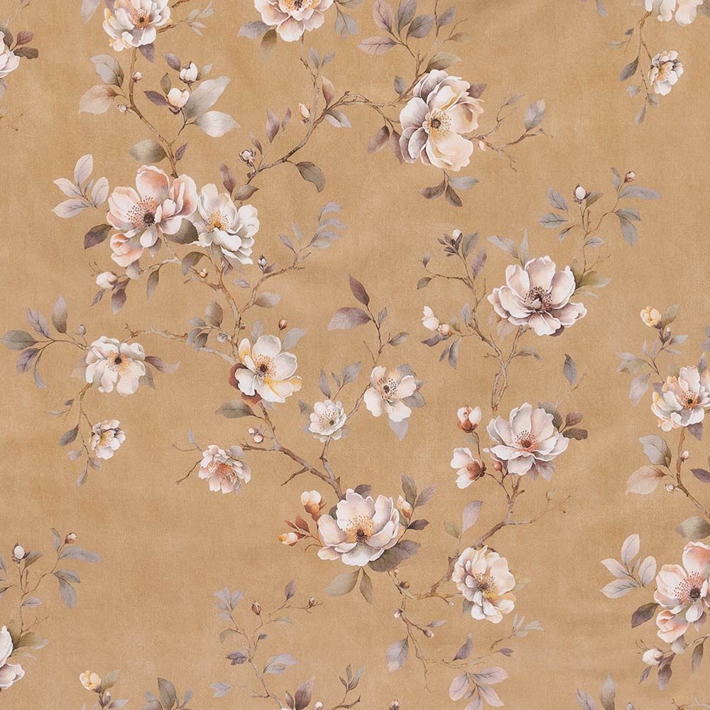 Estella Bettwäsche Estella Mako-Satin Bettwäsche 135x200 Lara messing Rosen Blütenzweige, Mako-Satin, 2 teilig