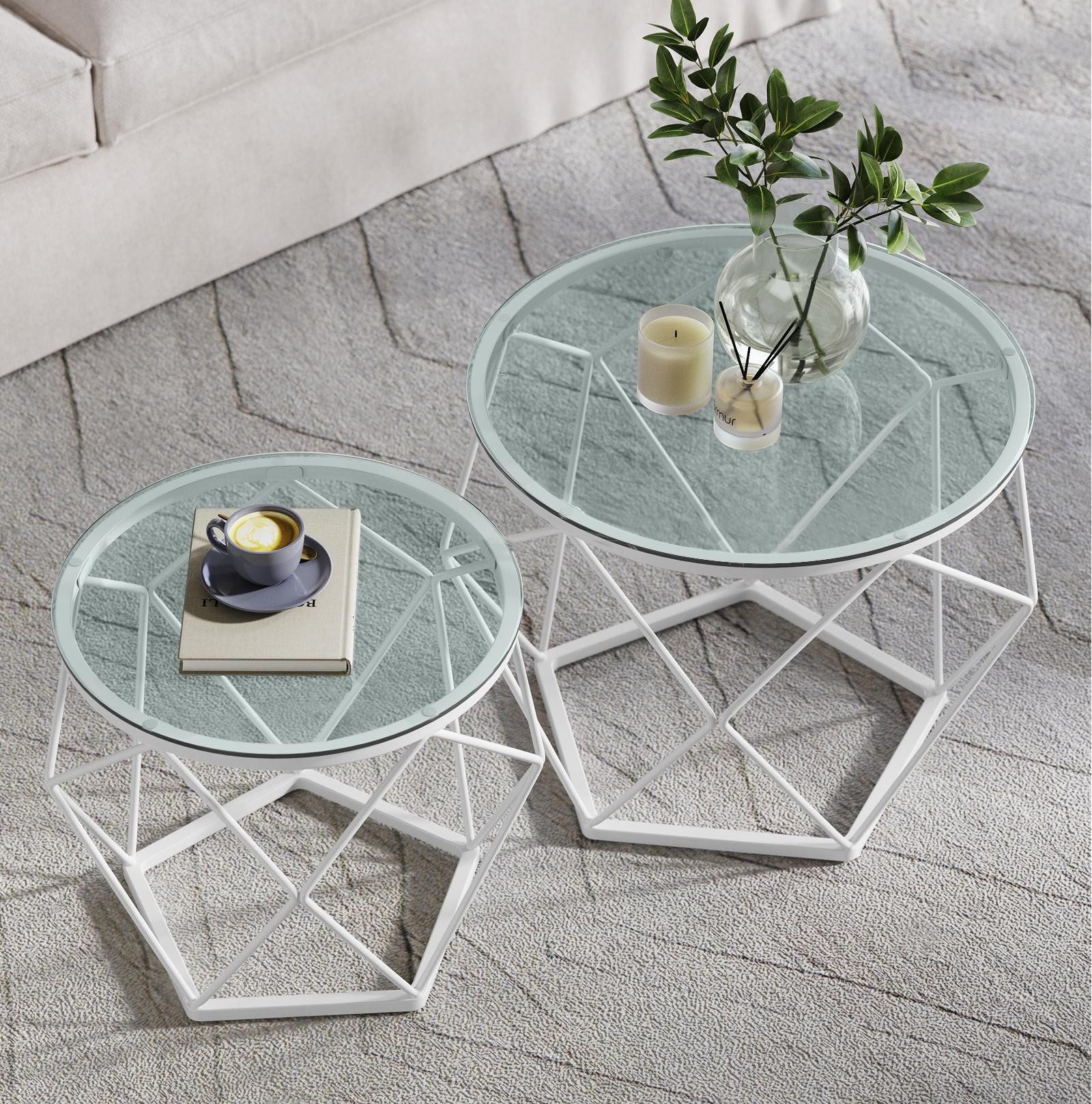 VASAGLE Couchtisch (2er Set), Beistelltisch, abnehmbare Tischplatte, Ø50x40 günstig online kaufen