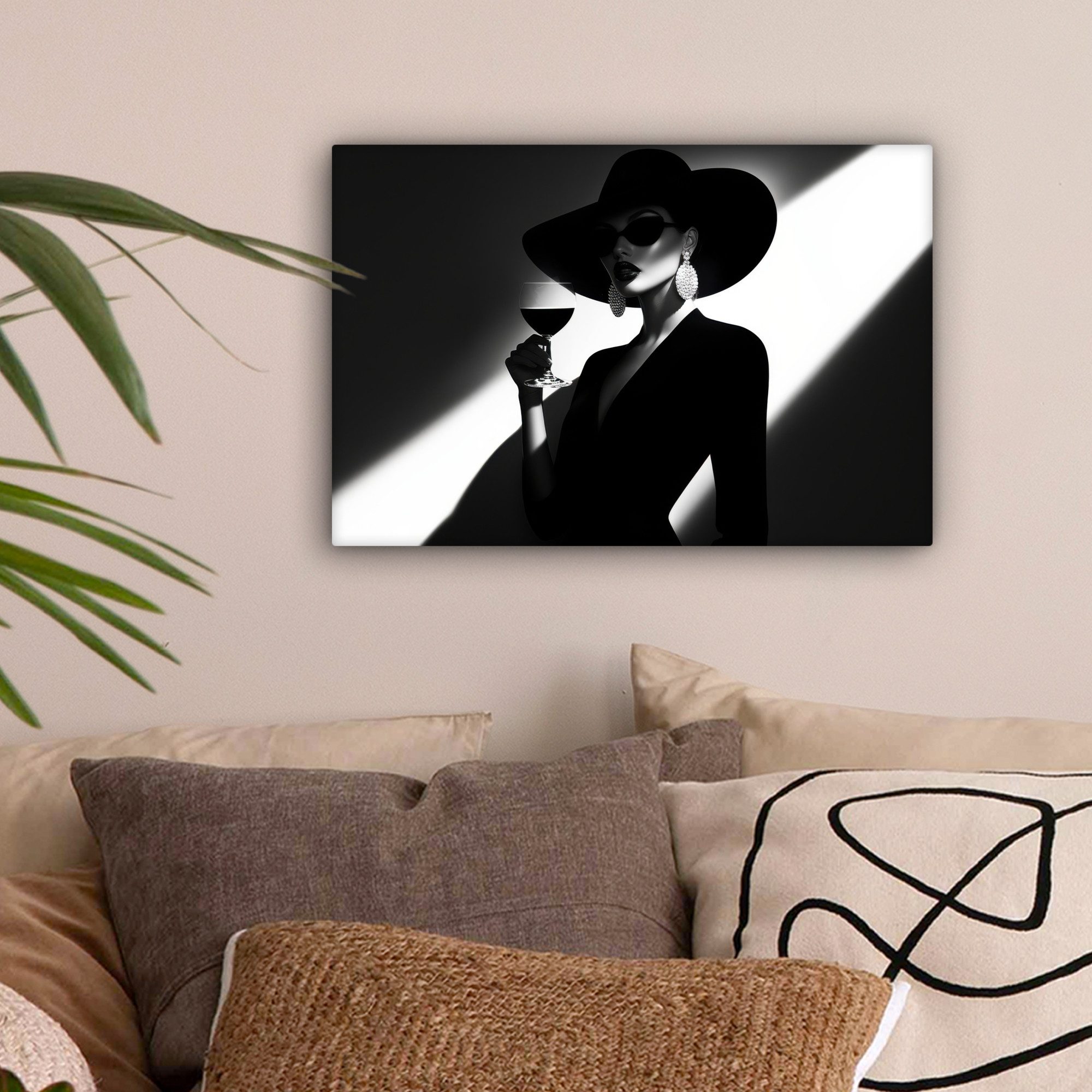 OneMillionCanvasses® Leinwandbild Frau - Wein - Chic, Fotodruck (1 St), Lei günstig online kaufen