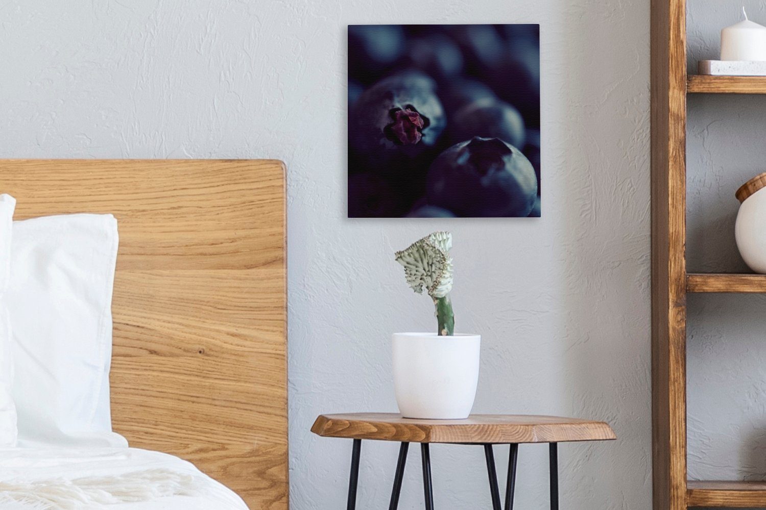 Schlafzimmer - Bilder Wohnzimmer Leinwand St), (1 für Leinwandbild Heidelbeere, Obst OneMillionCanvasses®