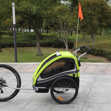 SAMAX Fahrradkinderanhänger 360° drehbarer Fahrradanhänger 2in1 Jogger - in Grün - Black Edition