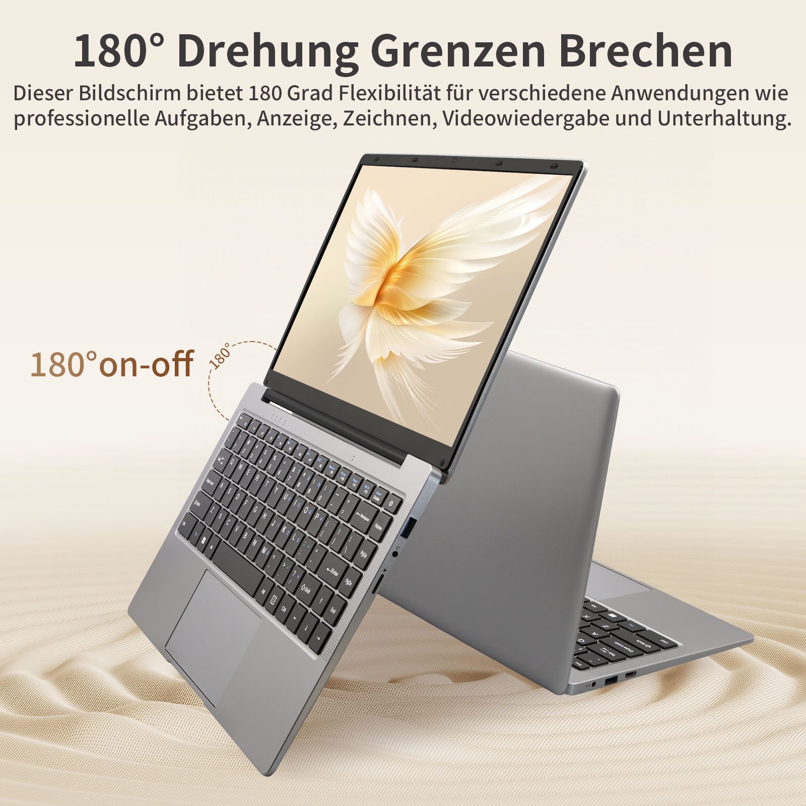 LONGEVINCE 14 Zoll Ultrabook Laptop, 8 GB RAM, N4120, Windows 11 Pro Notebook (35,56 cm/14 Zoll, Intel, 8 GB, 476 GB SSD, mit Deutscher Tastaturfolie, Celeron N4120 (bis zu 2,6 GHz)