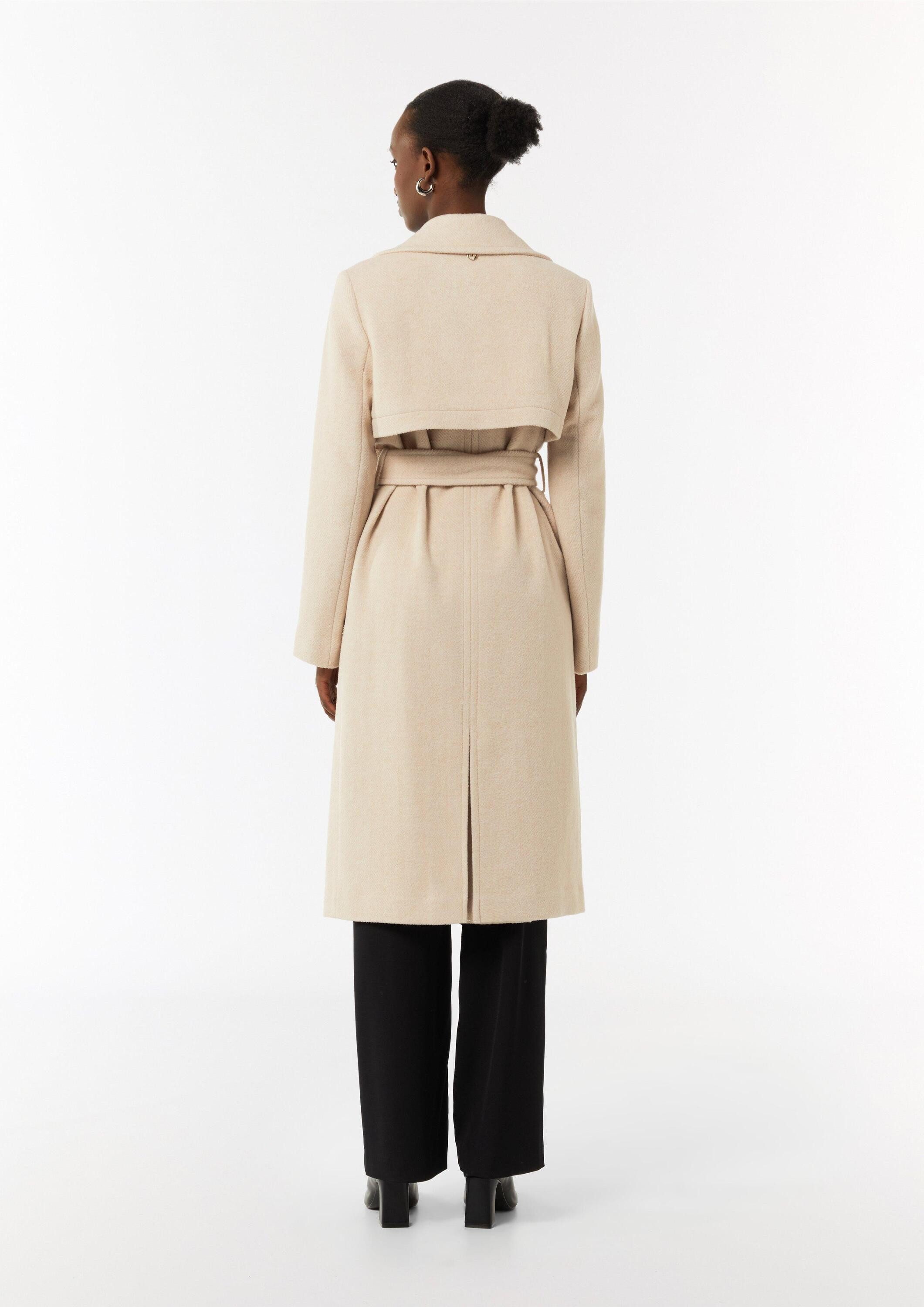 comma Trenchcoat Outdoor-Mantel Mantel in Wolloptik mit Fischgrat-Struktur